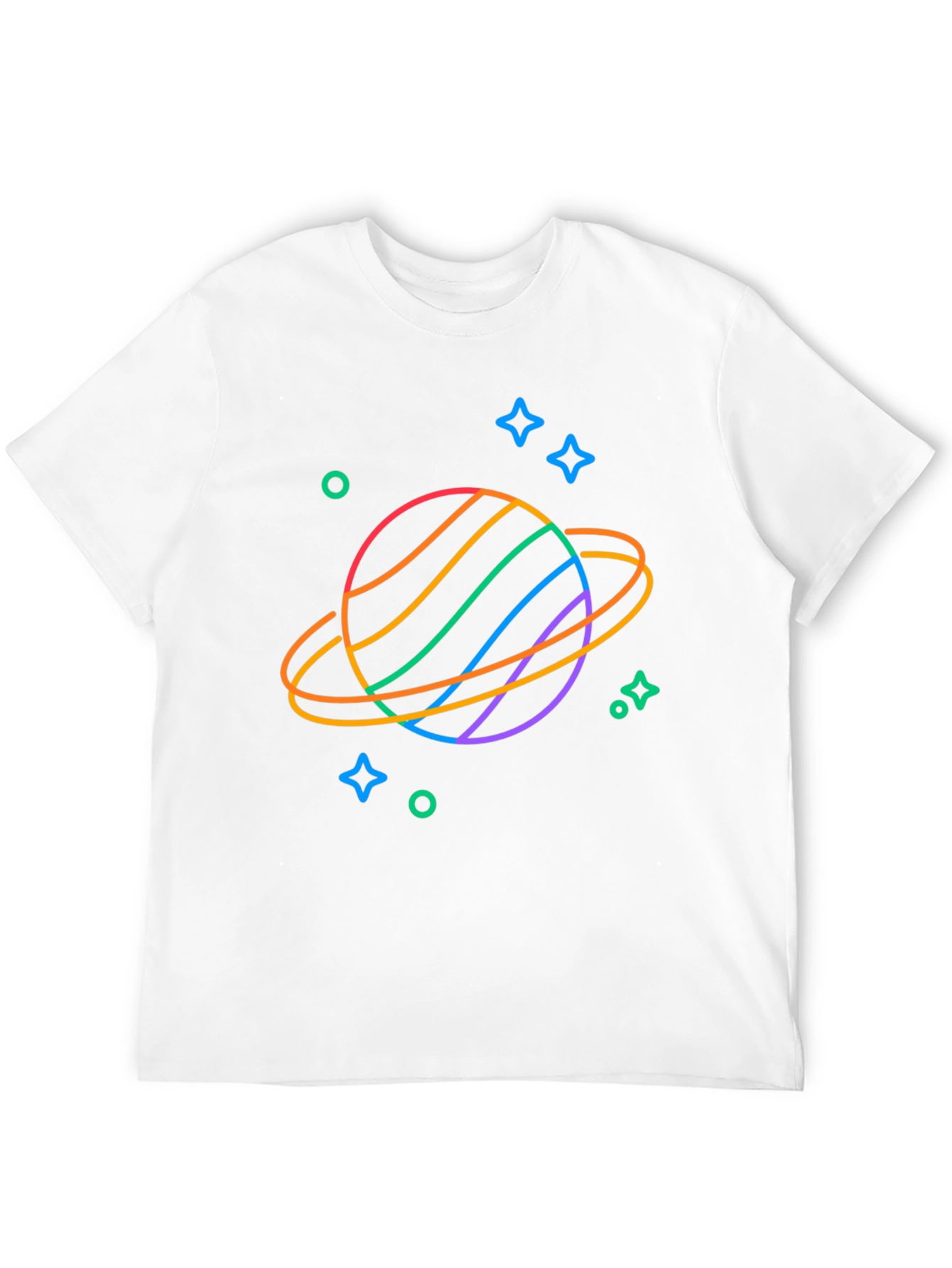 Rainbow Planet Graphic Tee - Black Cotton T-Shirt