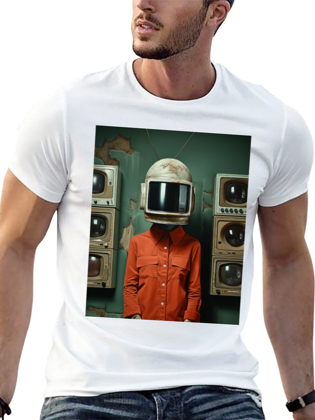 Retro TV Head Graphic Tee - Unique Novelty T-Shirt