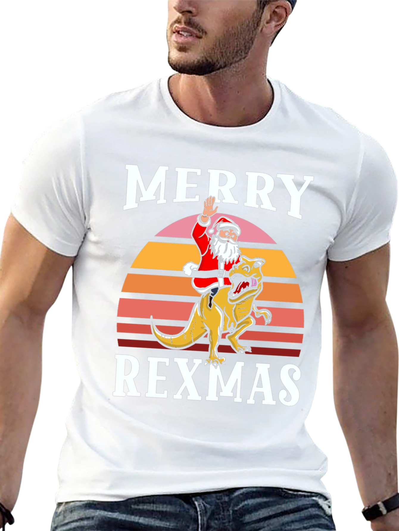 Merry Rexmas T-Shirt - Santa Riding Dinosaur