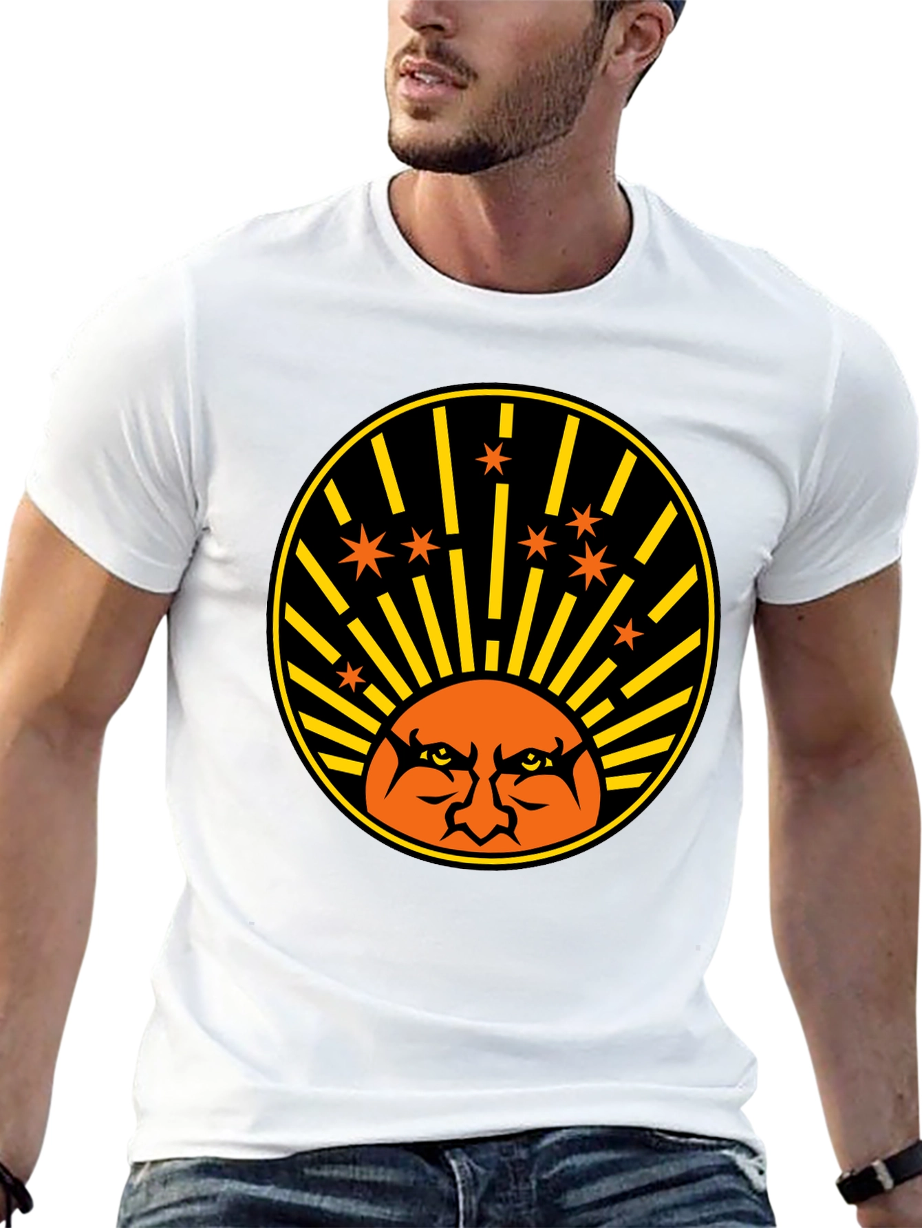 Angry Sun Graphic Tee - Black Cotton T-Shirt