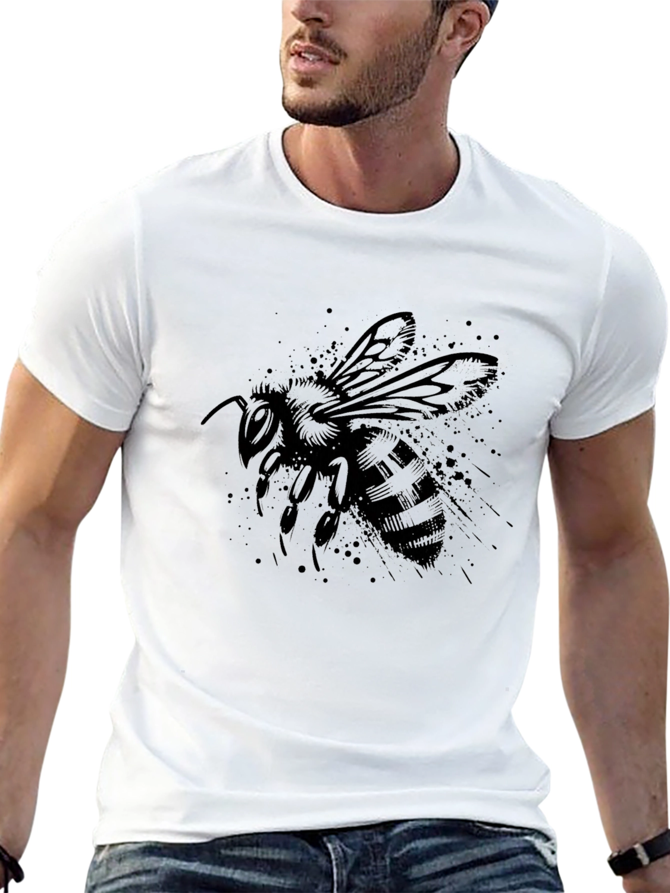 Black Bee Graphic Tee - Stylish Insect Design