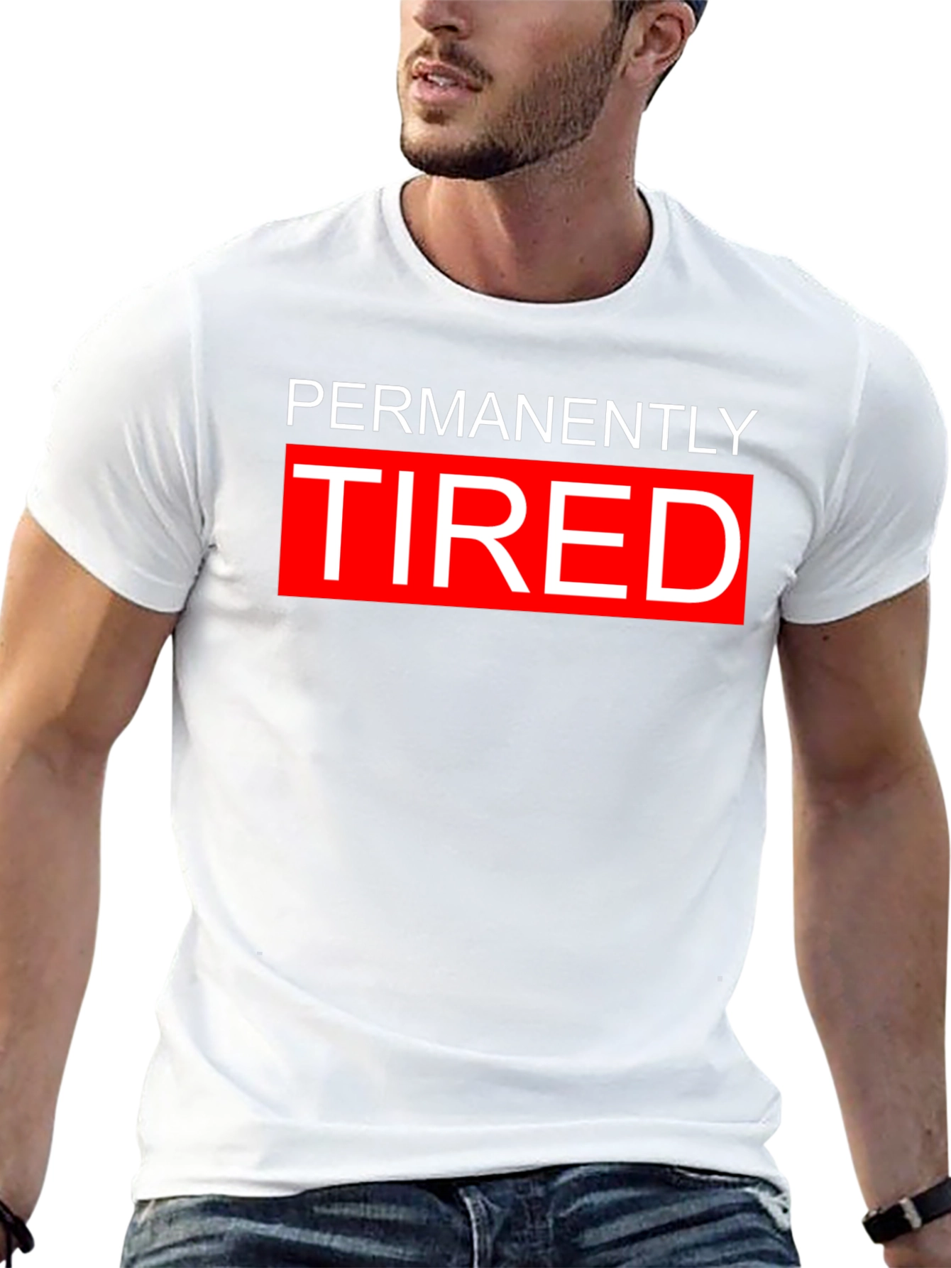 Permanently Tired Graphic Tee - Black Cotton Blend