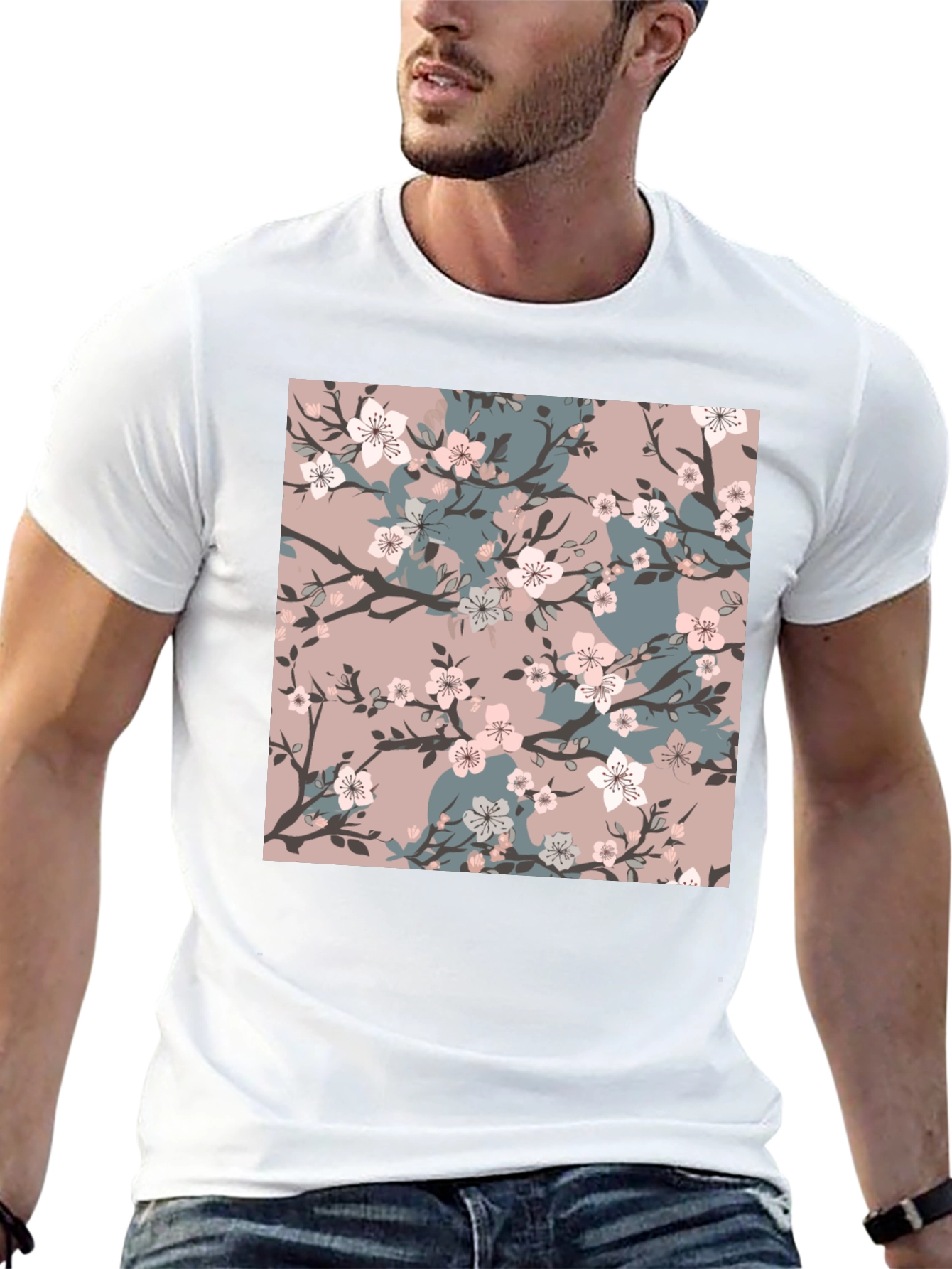 Floral Blossom Print Black T-Shirt
