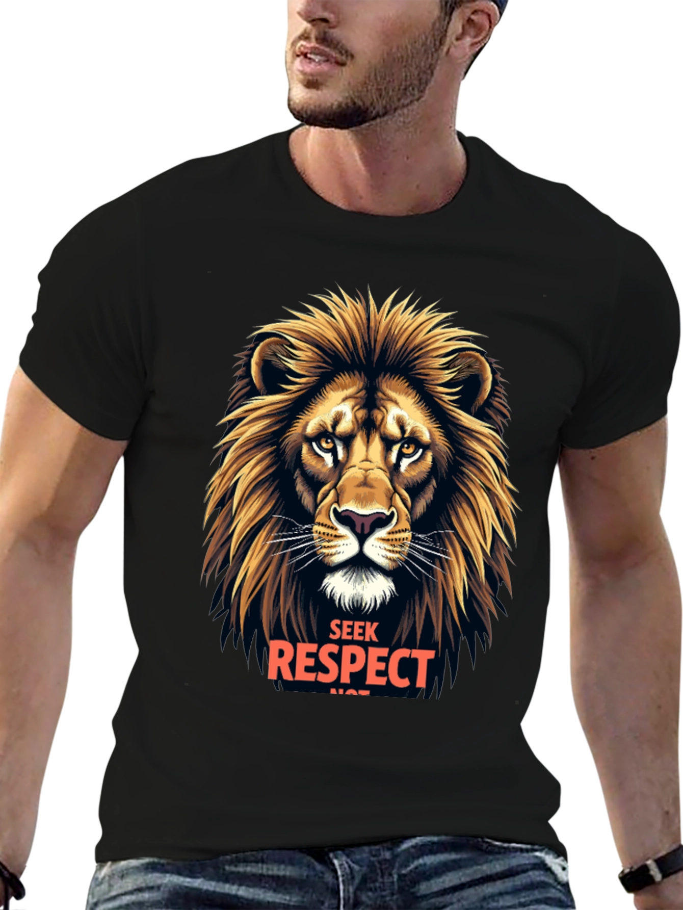 Seek Respect Lion Graphic T-Shirt