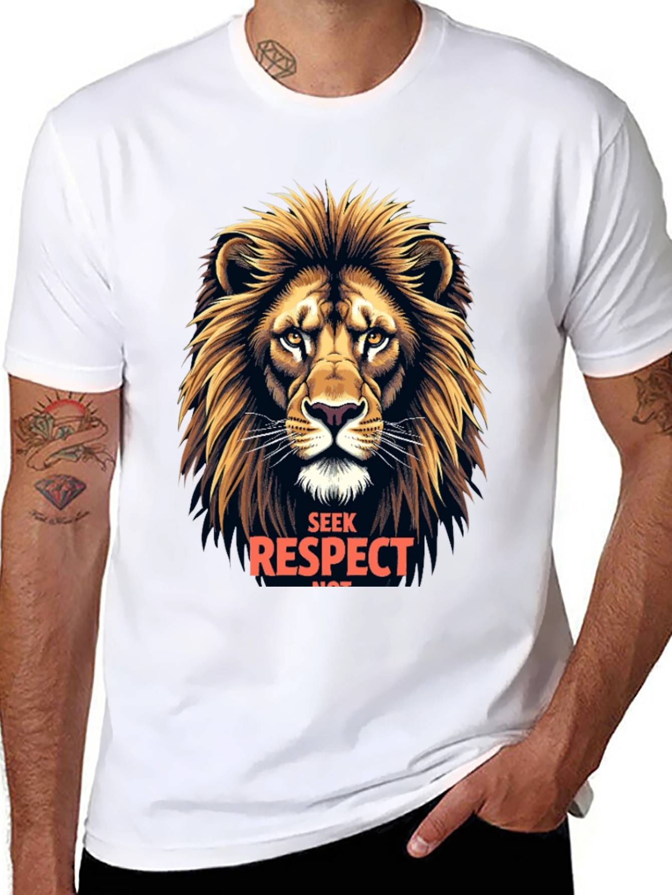 Seek Respect Lion Graphic T-Shirt