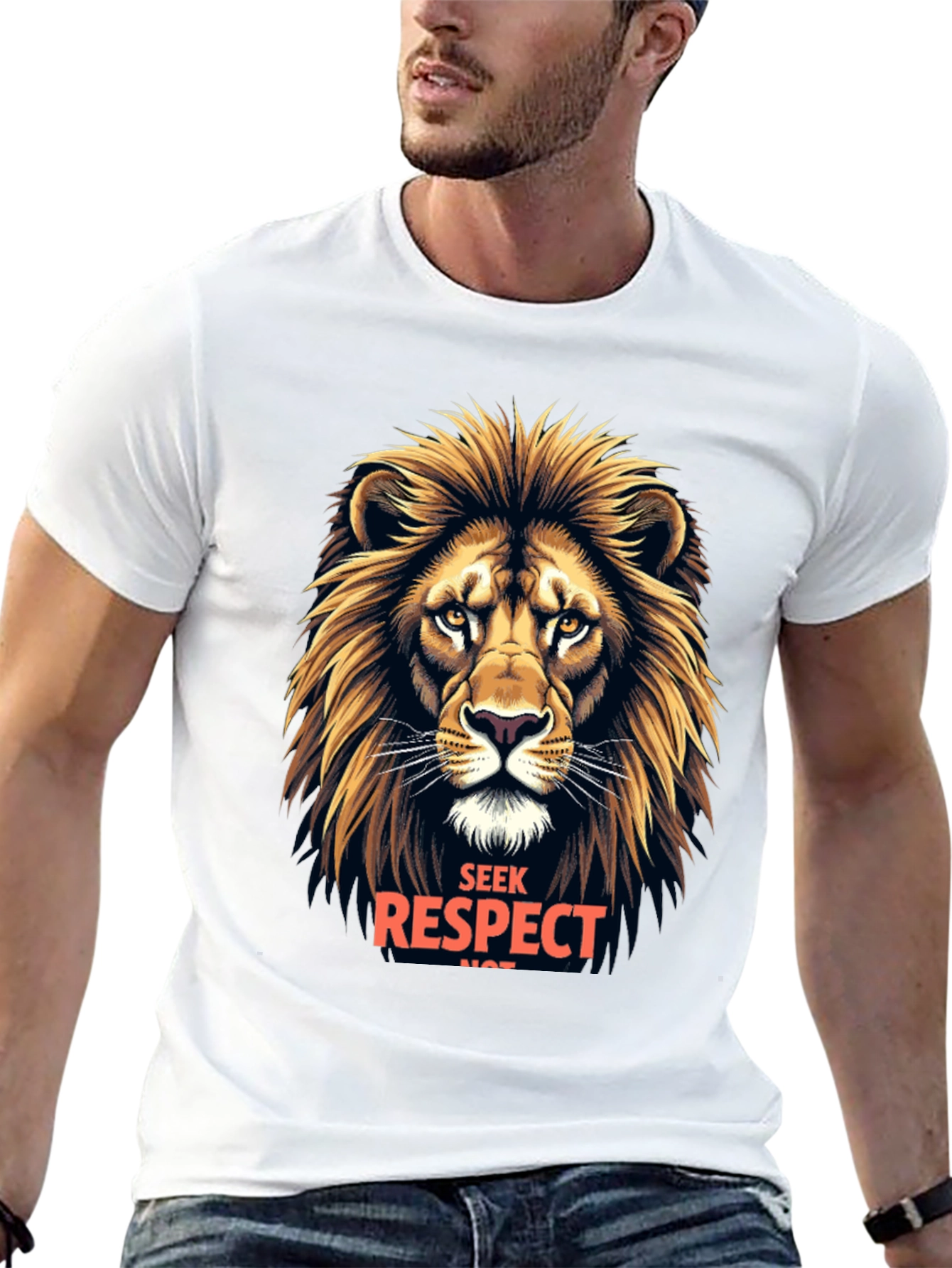 Seek Respect Lion Graphic T-Shirt