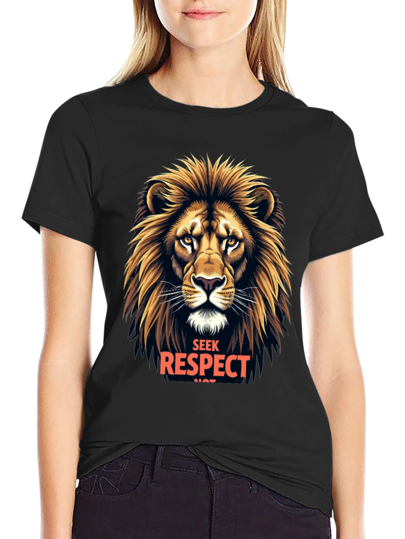 Seek Respect Lion Graphic T-Shirt