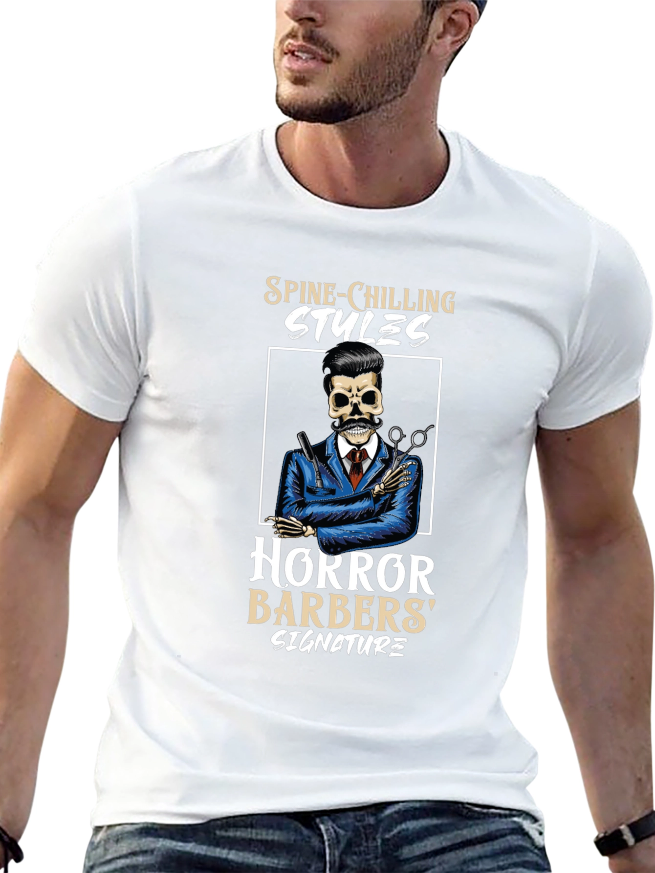Spine-Chilling Styles Horror Barbers Signature T-Shirt