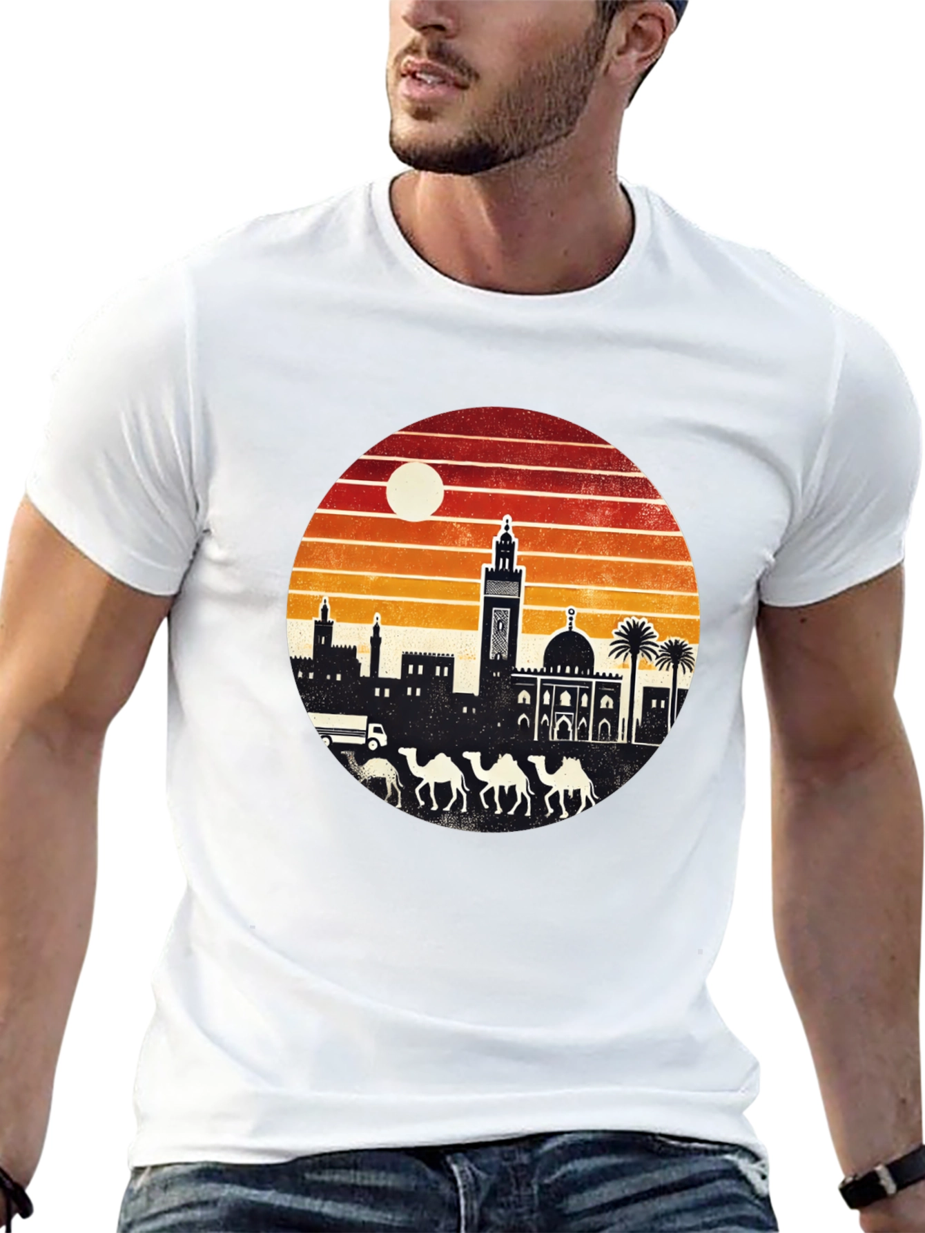 Retro Sunset Camel Desert T-Shirt