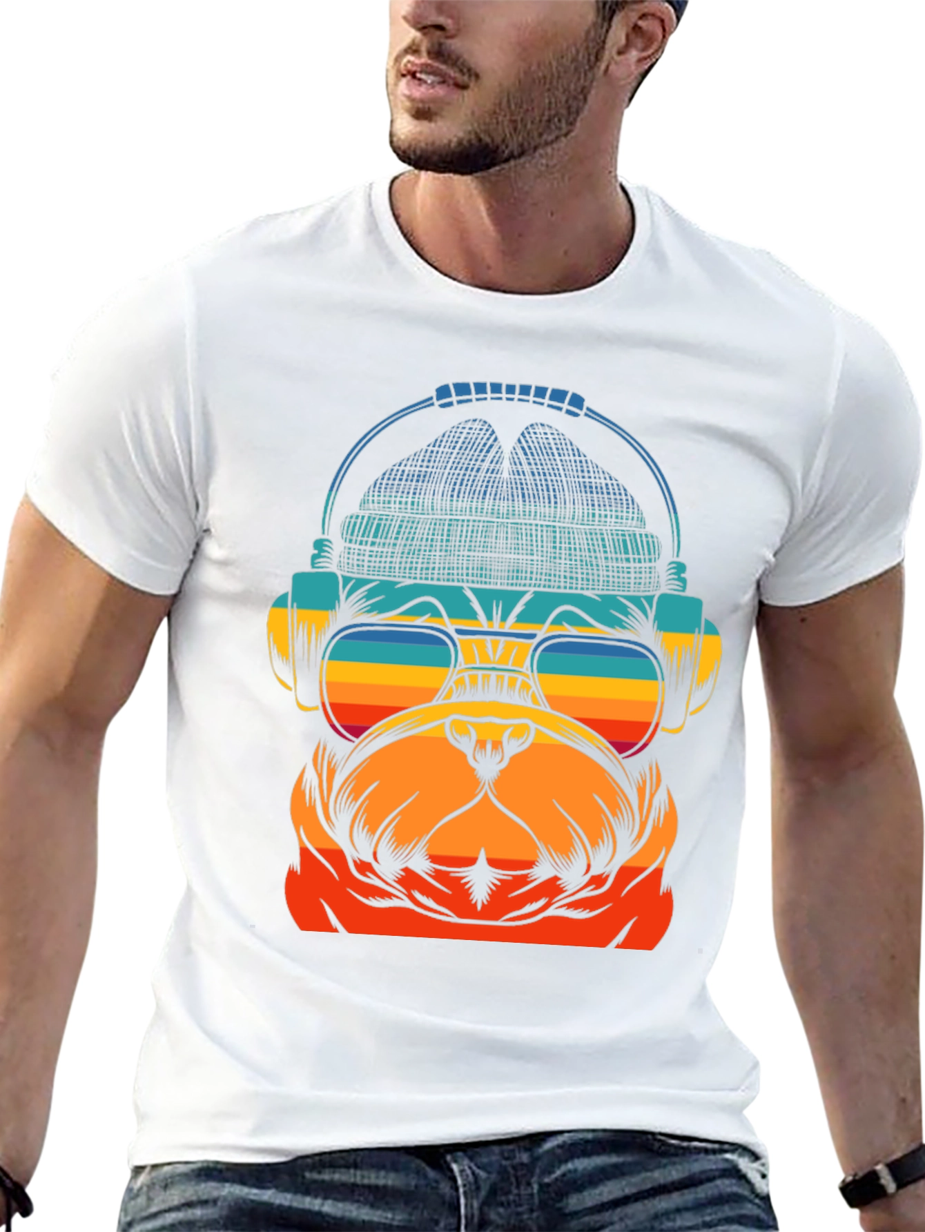 Retro Bulldog DJ T-Shirt