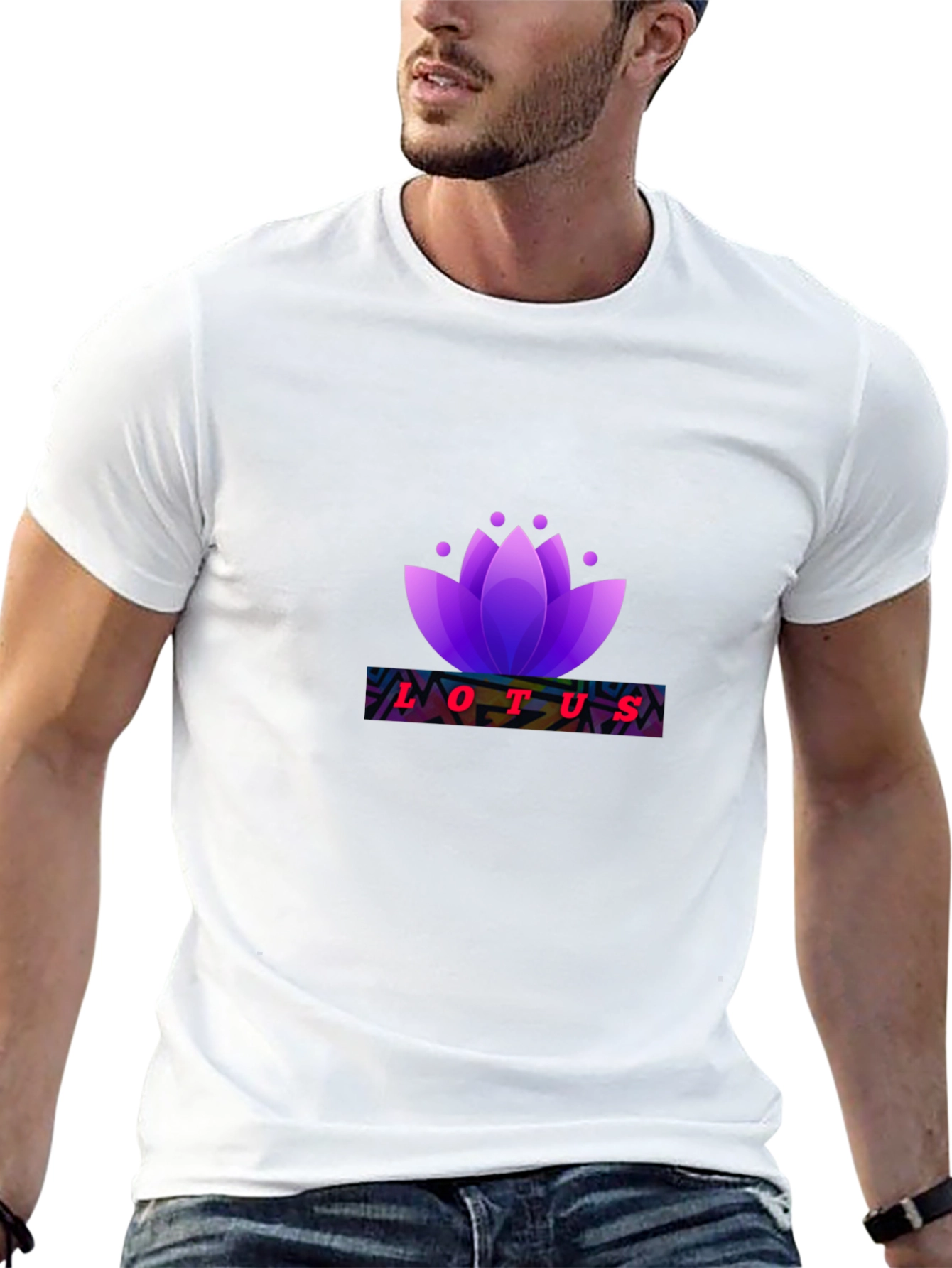 Lotus Flower Graphic Black T-Shirt