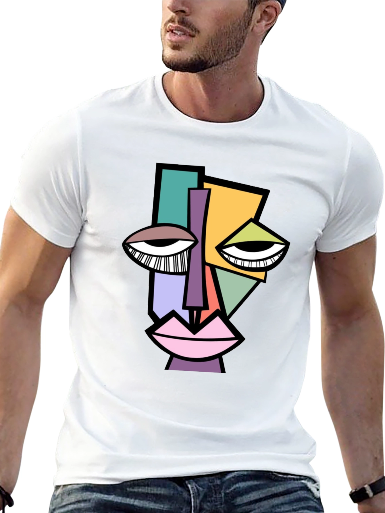 Abstract Face Graphic Tee - Modern Art Shirt