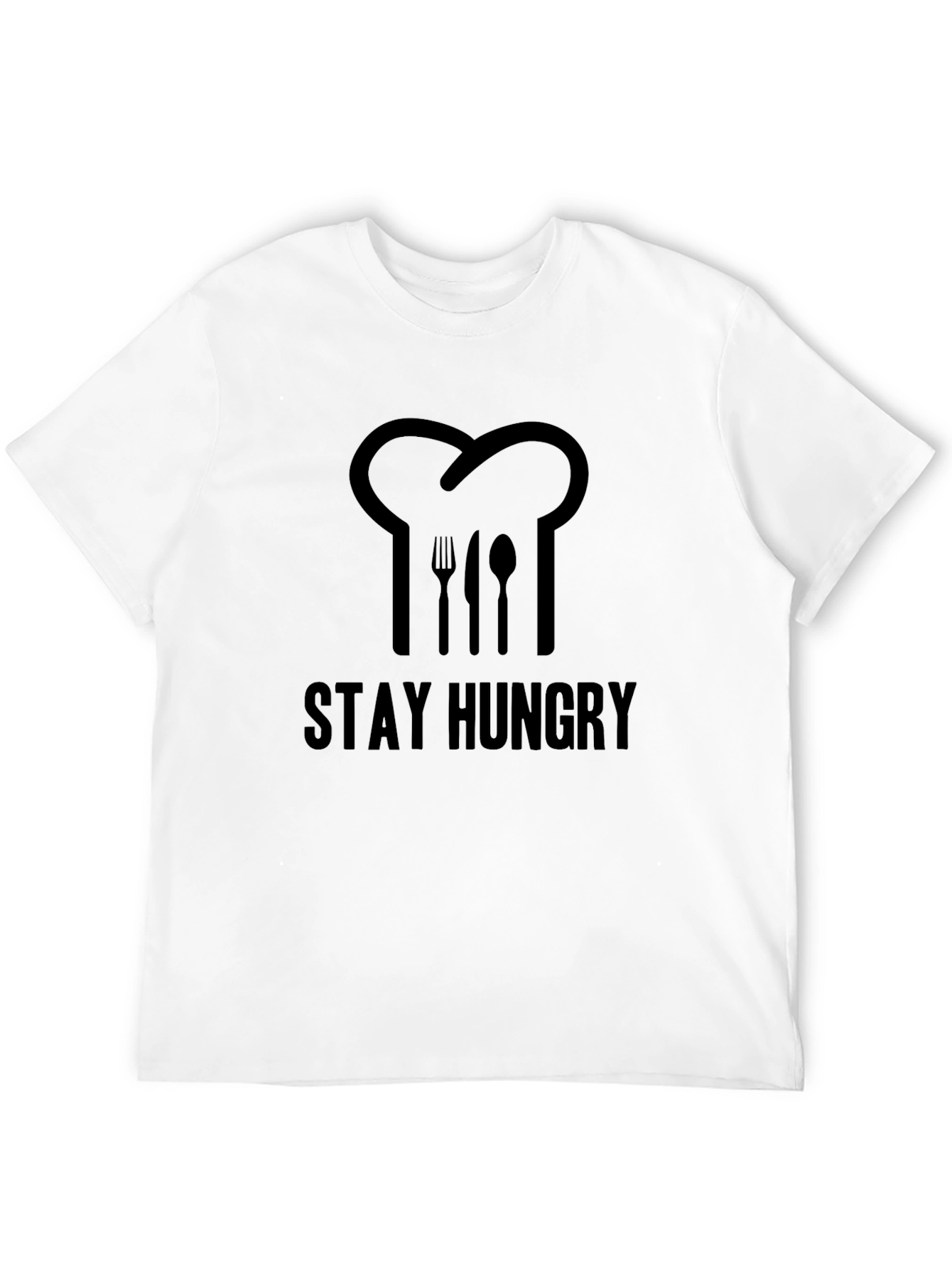 Stay Hungry Chef T-Shirt - Black Crew Neck Tee