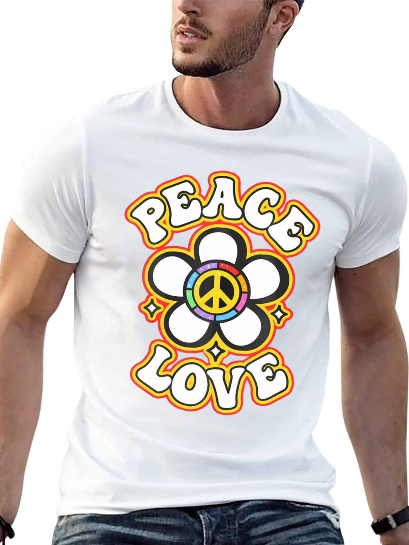 Peace Love Flower Power Retro Graphic T-Shirt
