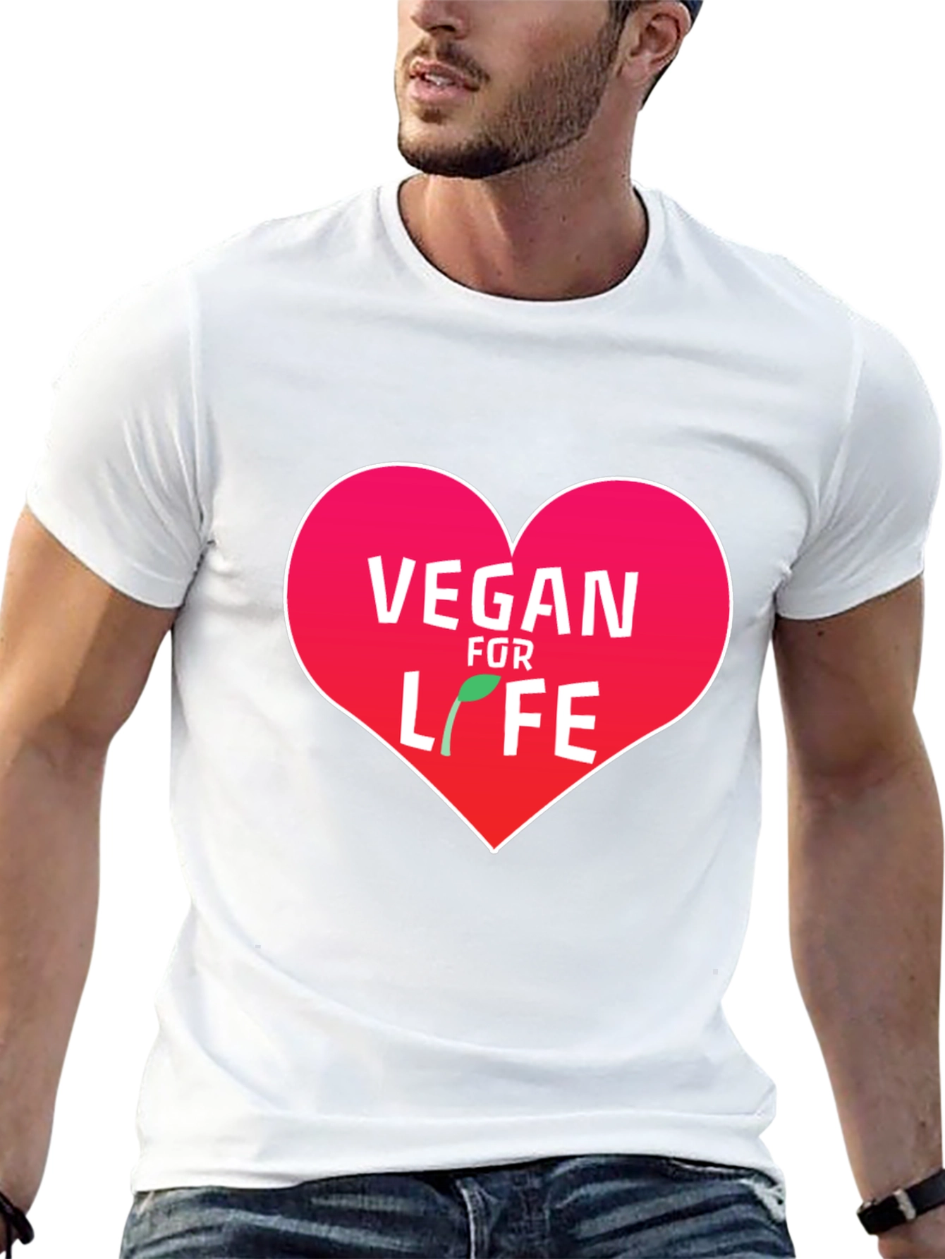 Vegan For Life Heart Graphic T-Shirt