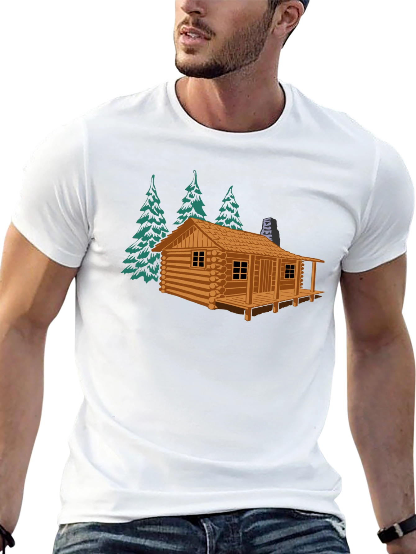 Log Cabin Graphic Tee - Black Casual T-Shirt