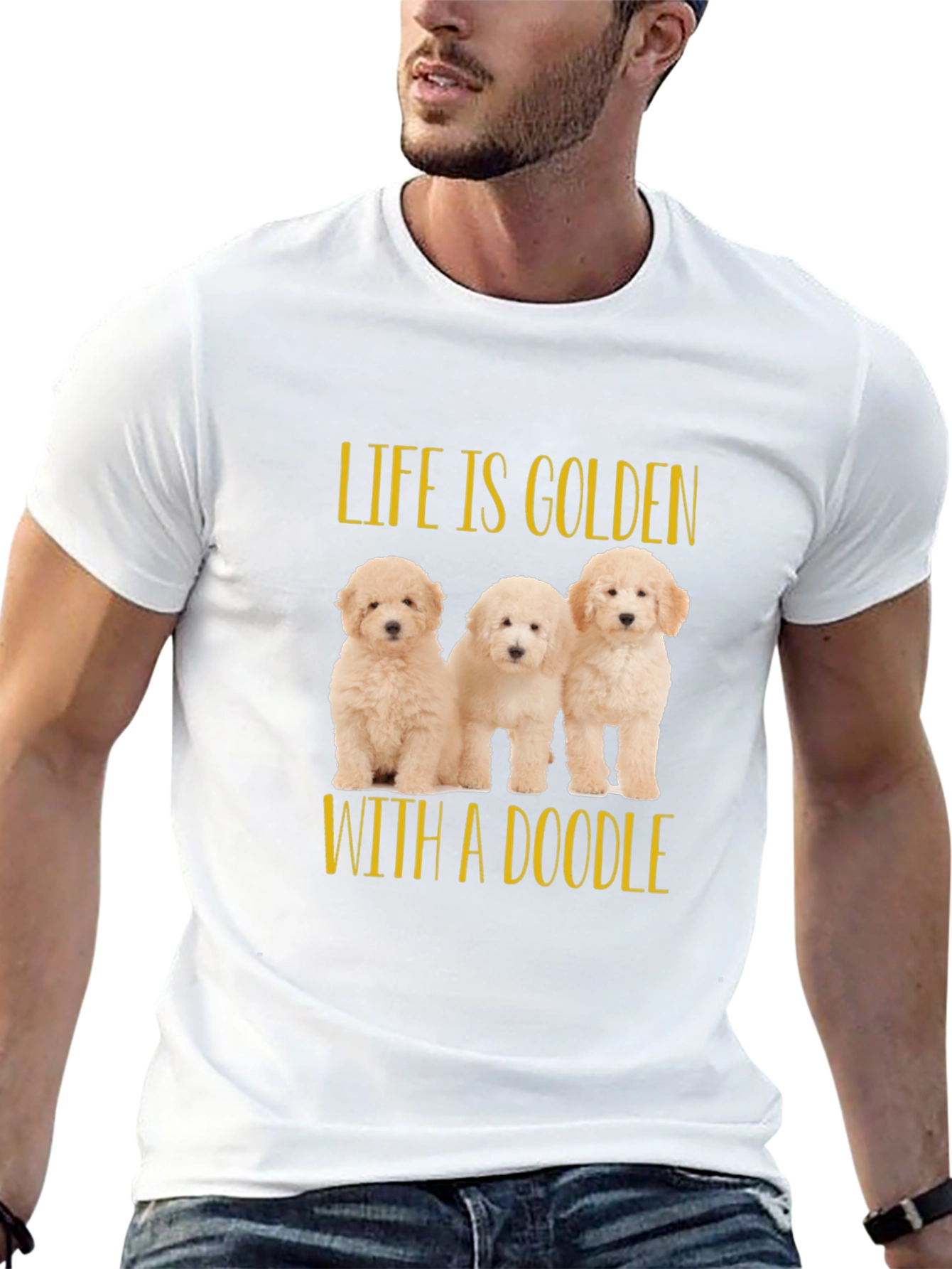 Life is Golden with a Doodle Black T-Shirt