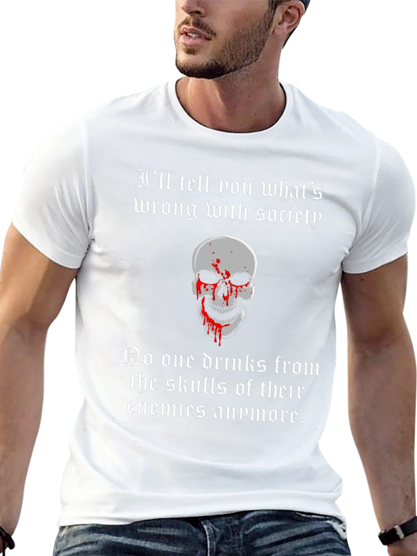 Skull Humor Graphic T-Shirt - Wrong With Society