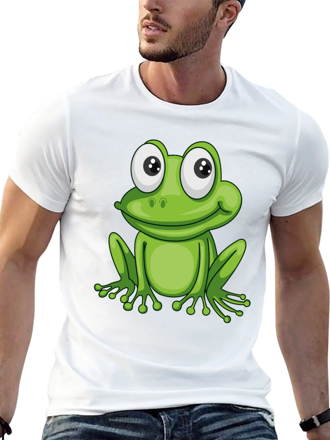 Frog Graphic Black T-Shirt - Fun Cartoon Animal Tee