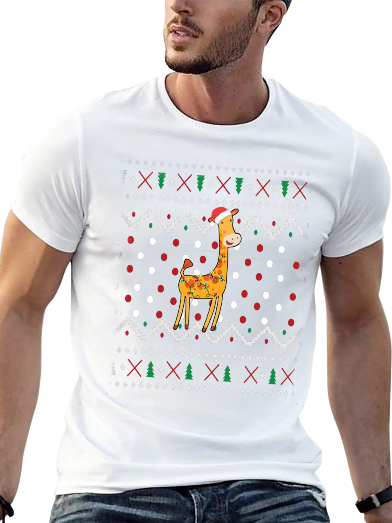 Festive Giraffe Christmas Sweater T-Shirt