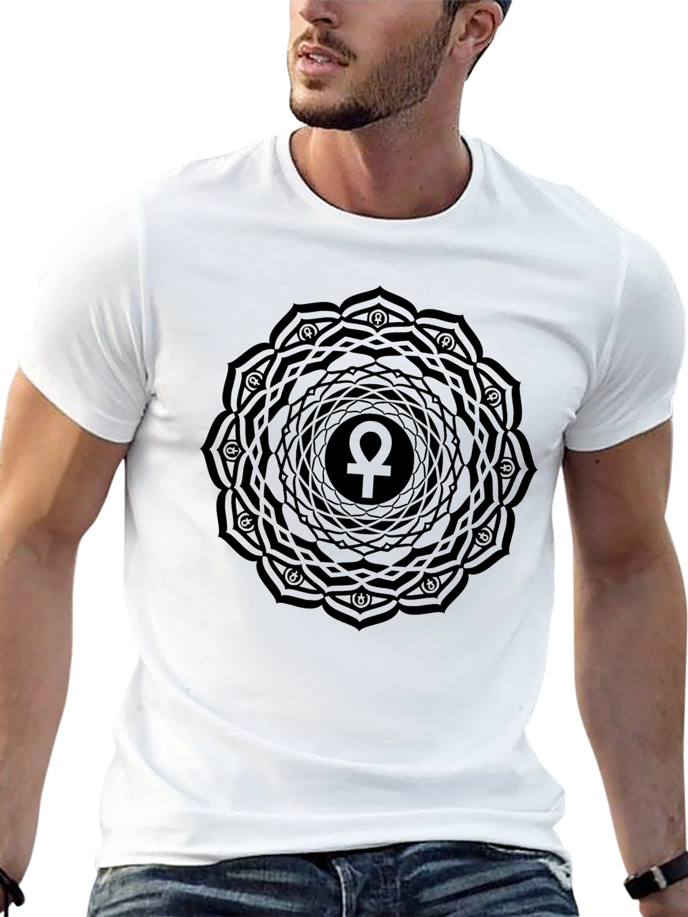 Ankh Mandala T-Shirt - Black Graphic Tee