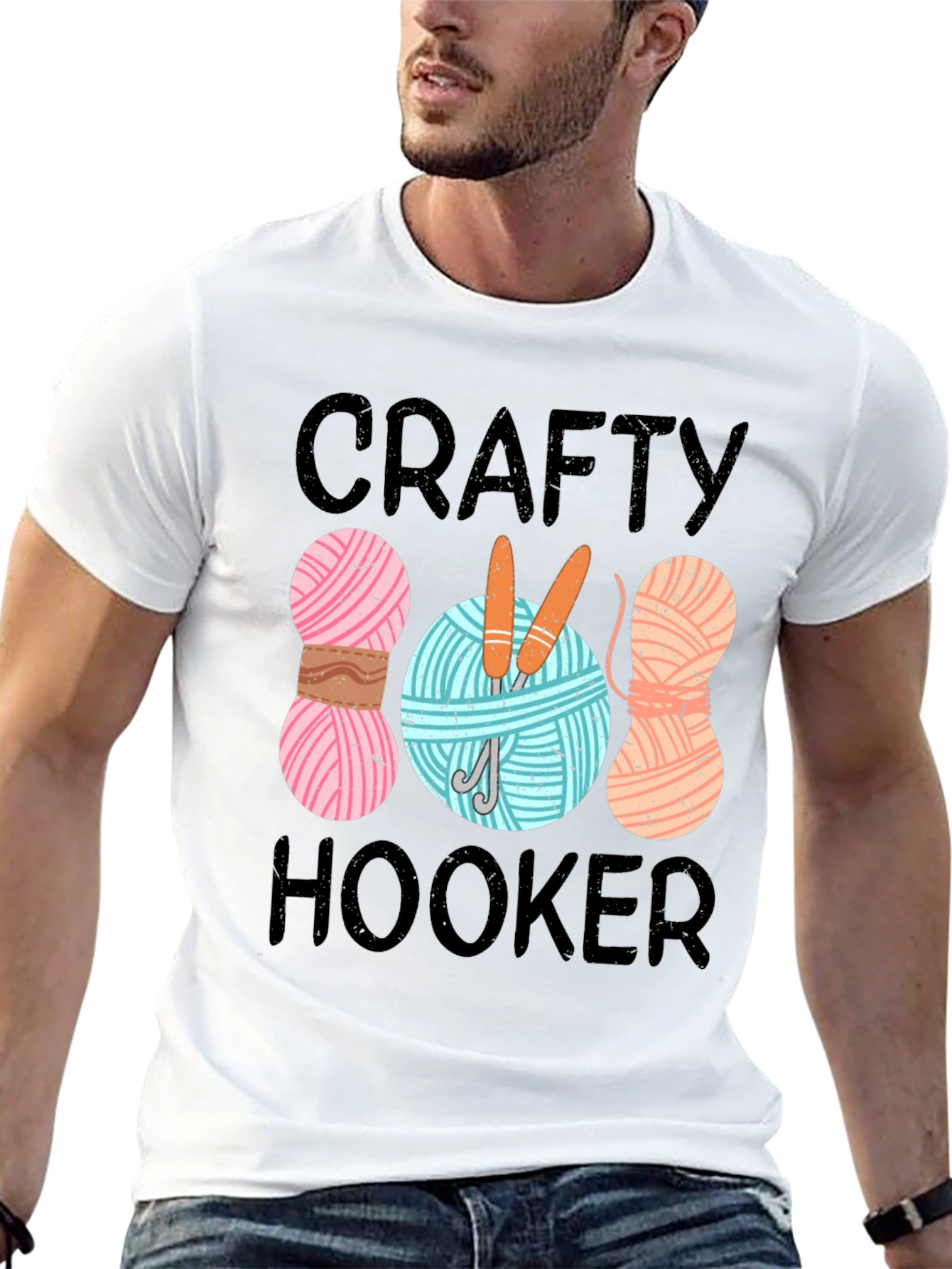 Crafty Hooker T-Shirt: Yarn & Needles Graphic Tee