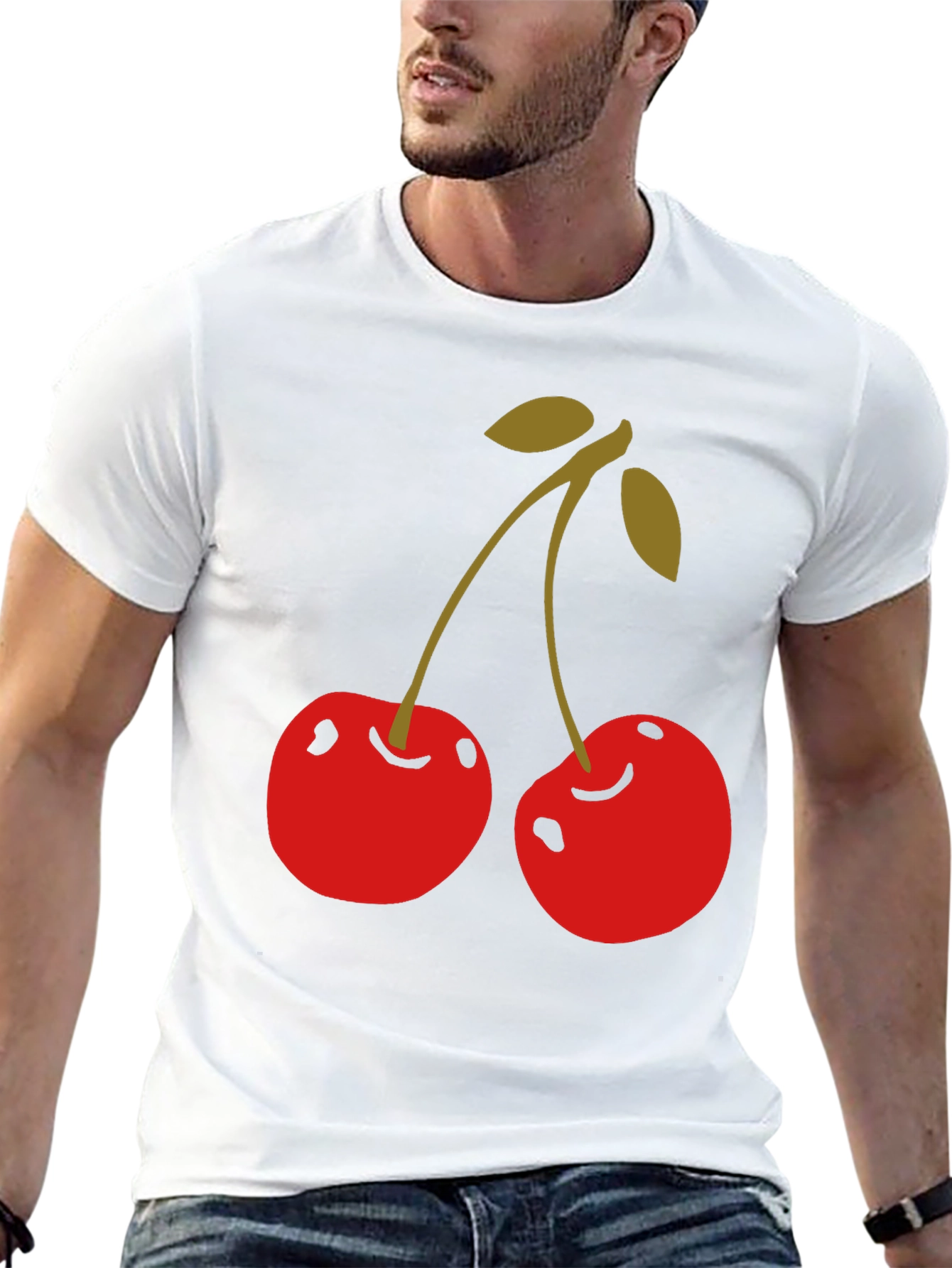 Cherry Graphic Tee - Stylish Black Cotton T-Shirt