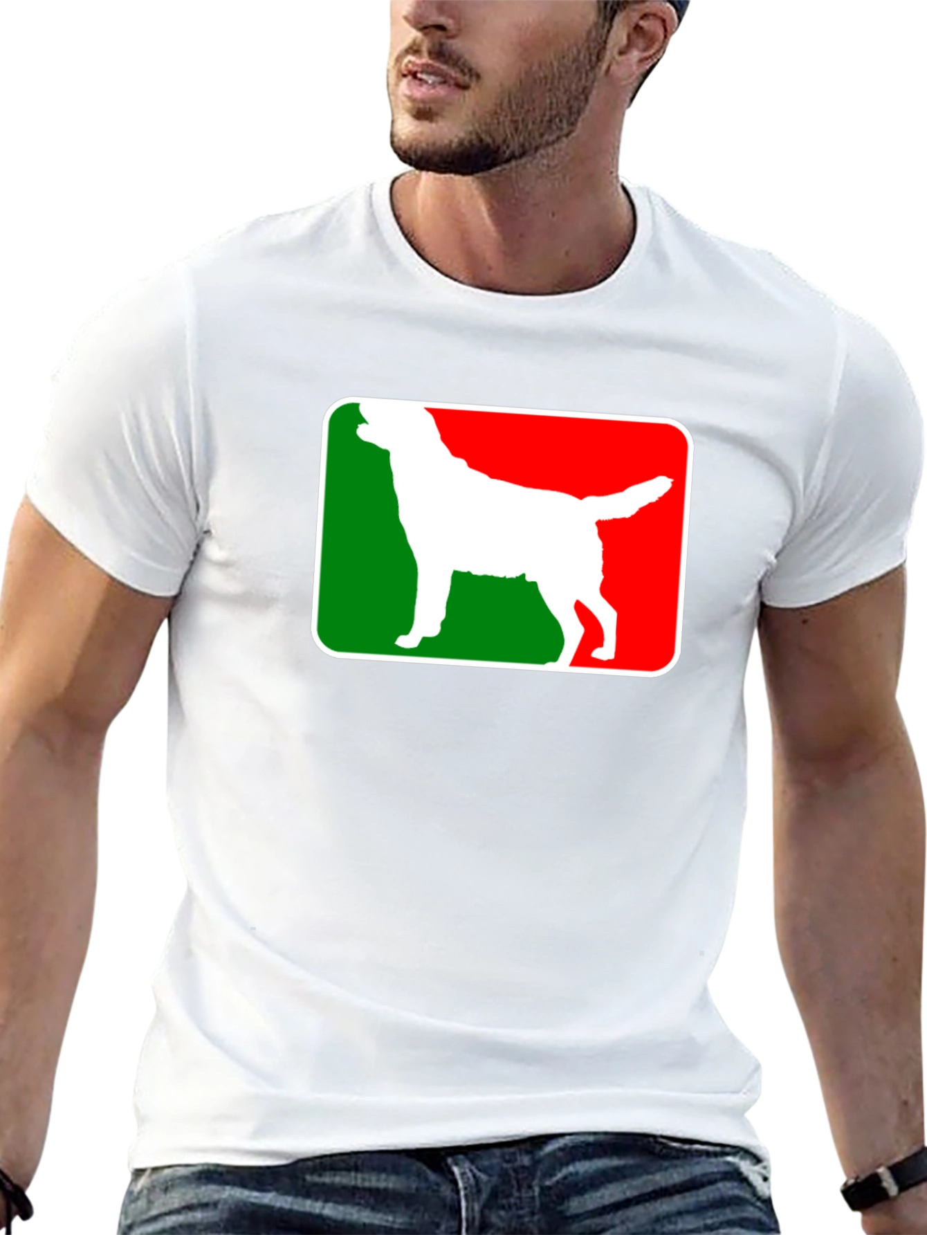 Dog Silhouette Graphic Tee - Black Cotton Blend