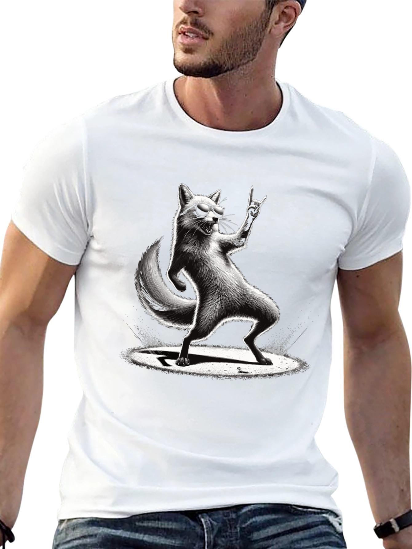 Rockin Fox Graphic Tee - Cool Animal T-Shirt