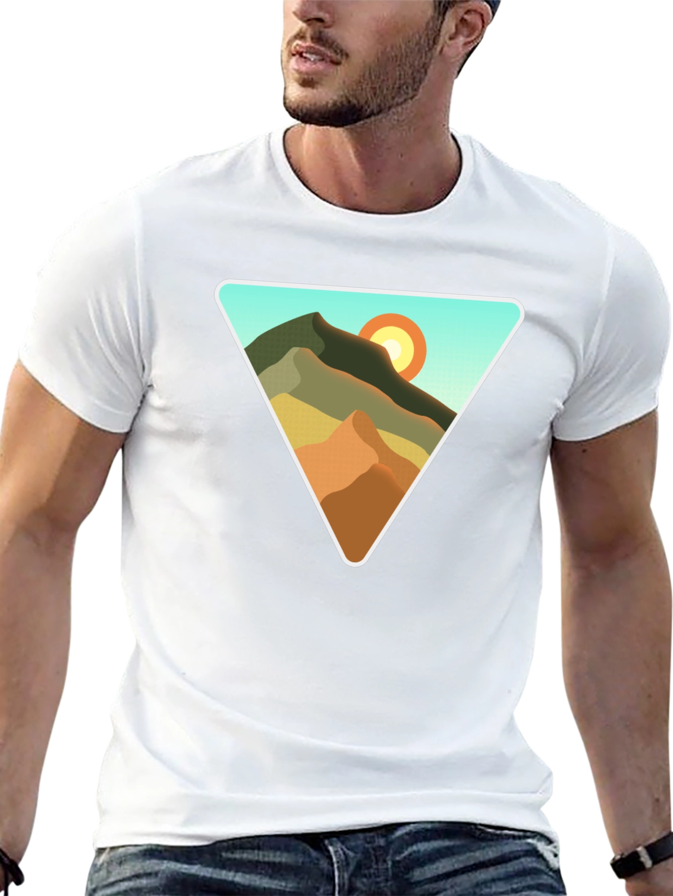 Geometric Mountain Scene T-Shirt