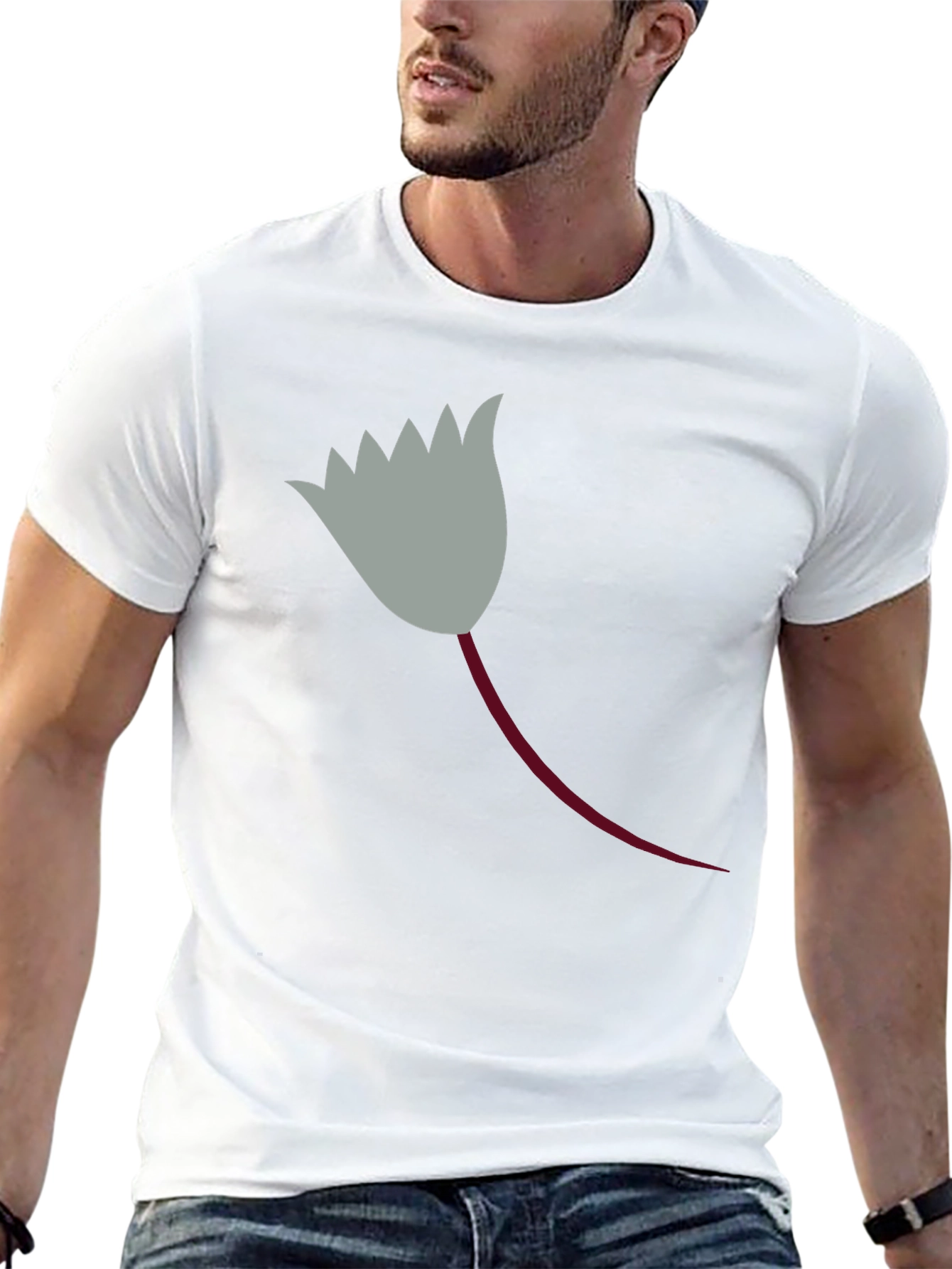Black T-Shirt with Unique Flower Graphic