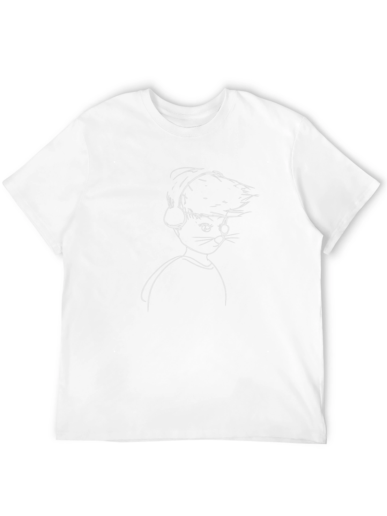 Cool Cat Outline Graphic Tee - Black