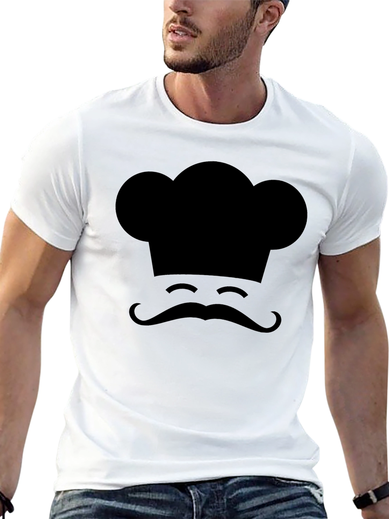 Chef Hat & Mustache Graphic Tee - Black