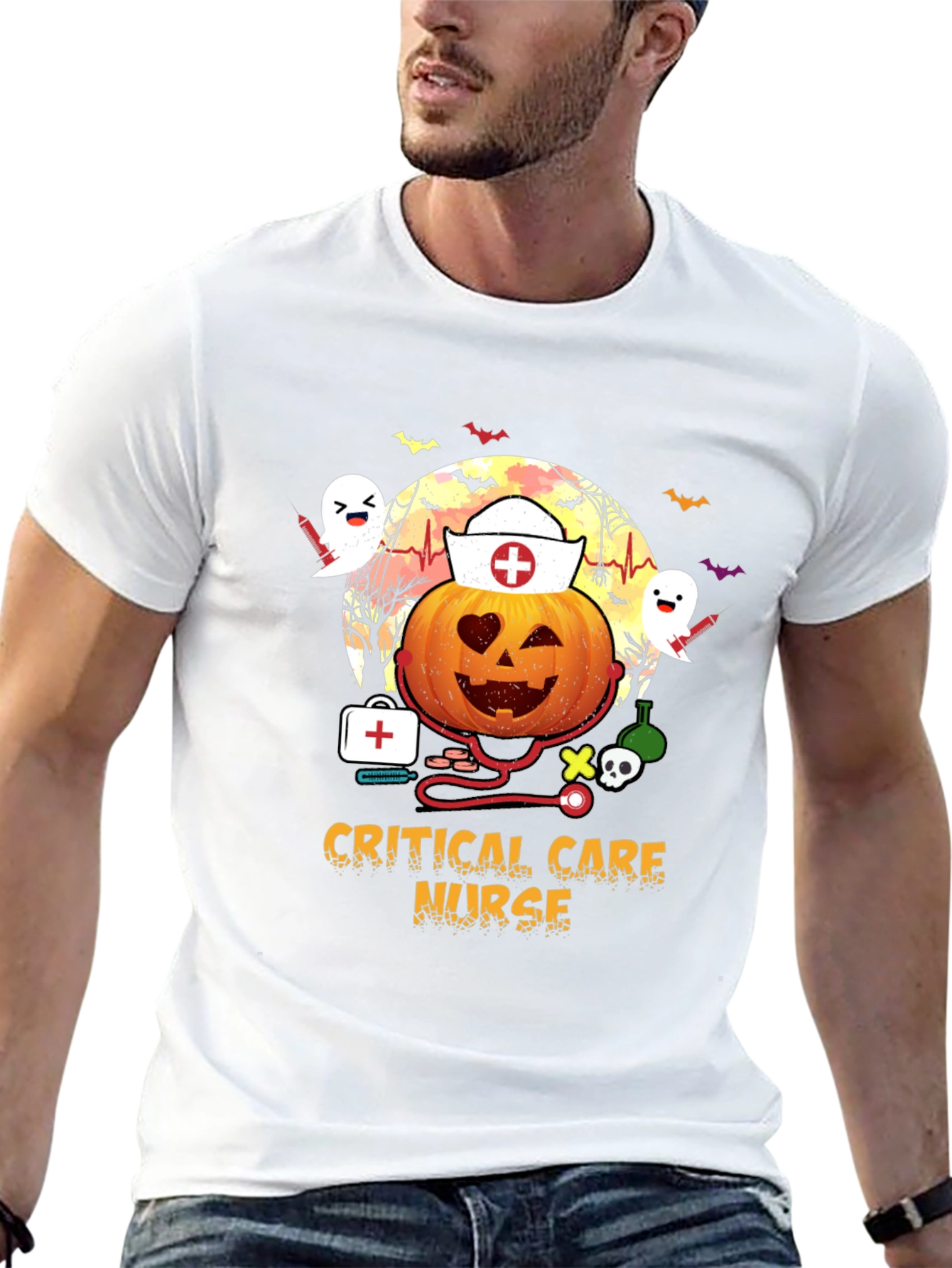 Critical Care Nurse Halloween Pumpkin T-Shirt