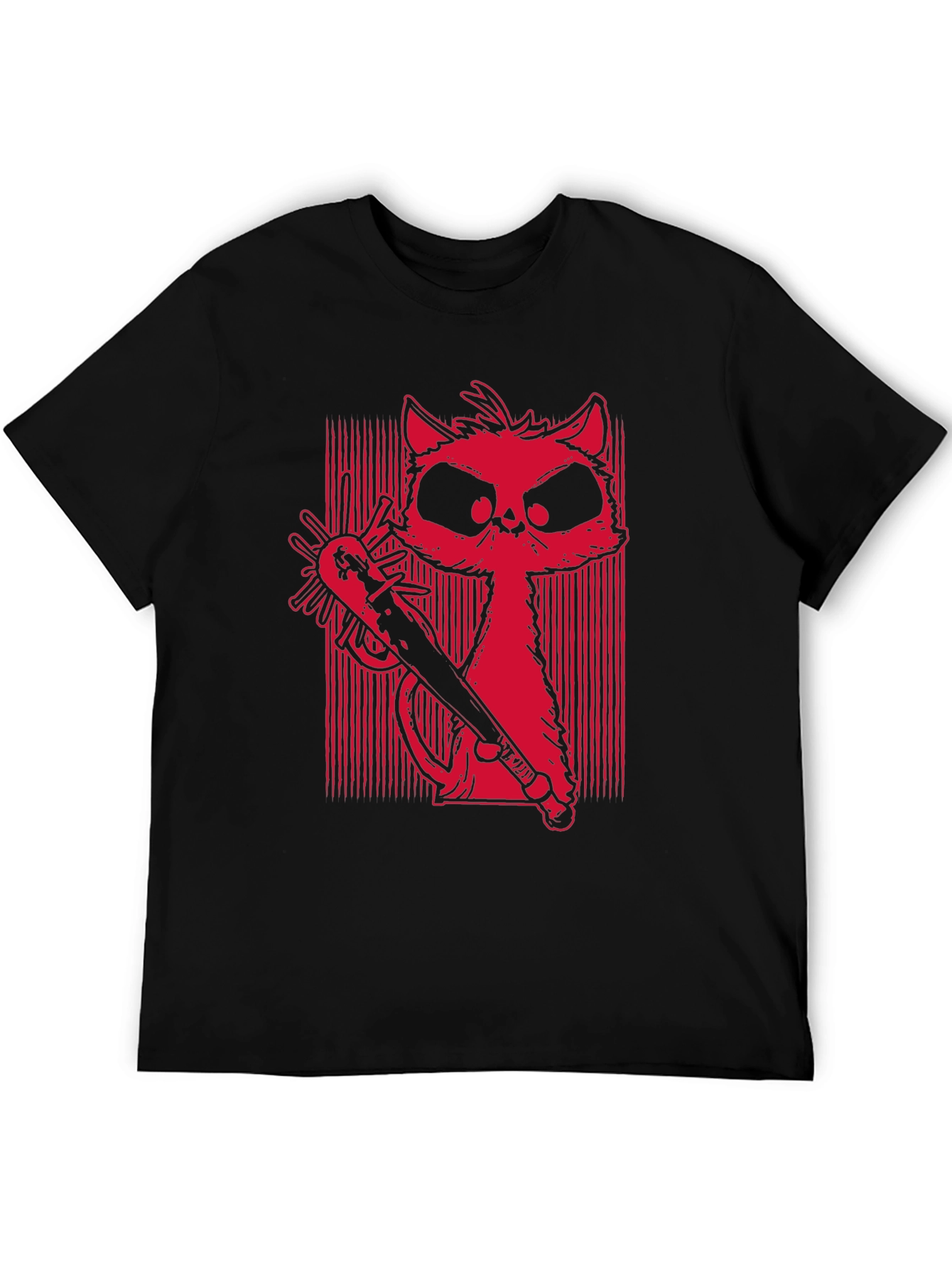 Mens Graphic Tee - Cat with Baseball Bat