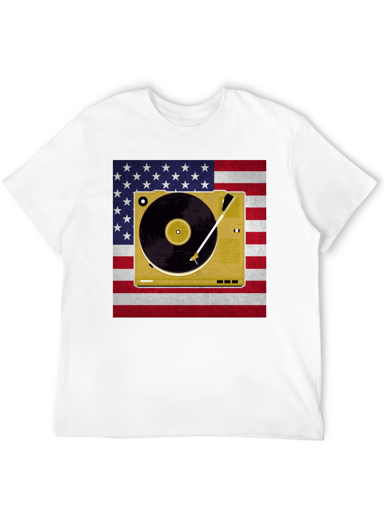 Patriotic Turntable T-Shirt - American Flag Design