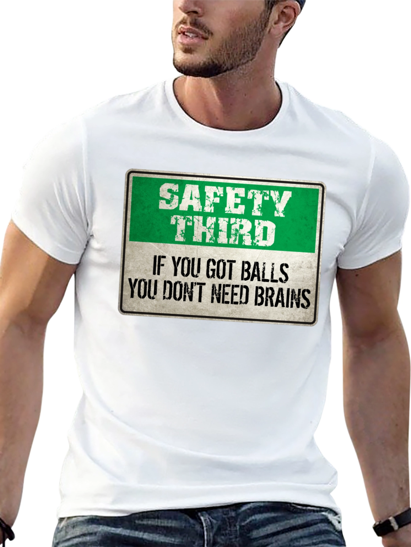 Safety Third Graphic Tee - Humorous Mens T-Shirt
