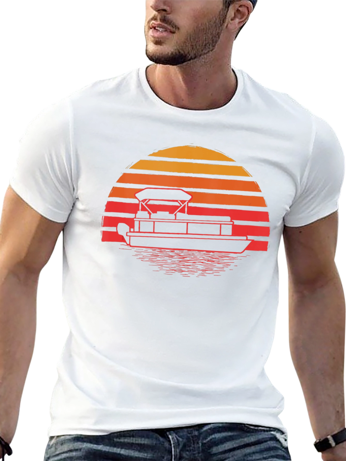 Pontoon Boat Sunset Graphic Tee