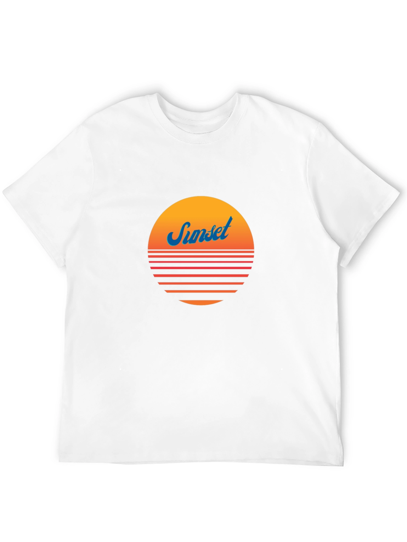 Retro Sunset Graphic Tee - Black Cotton Blend