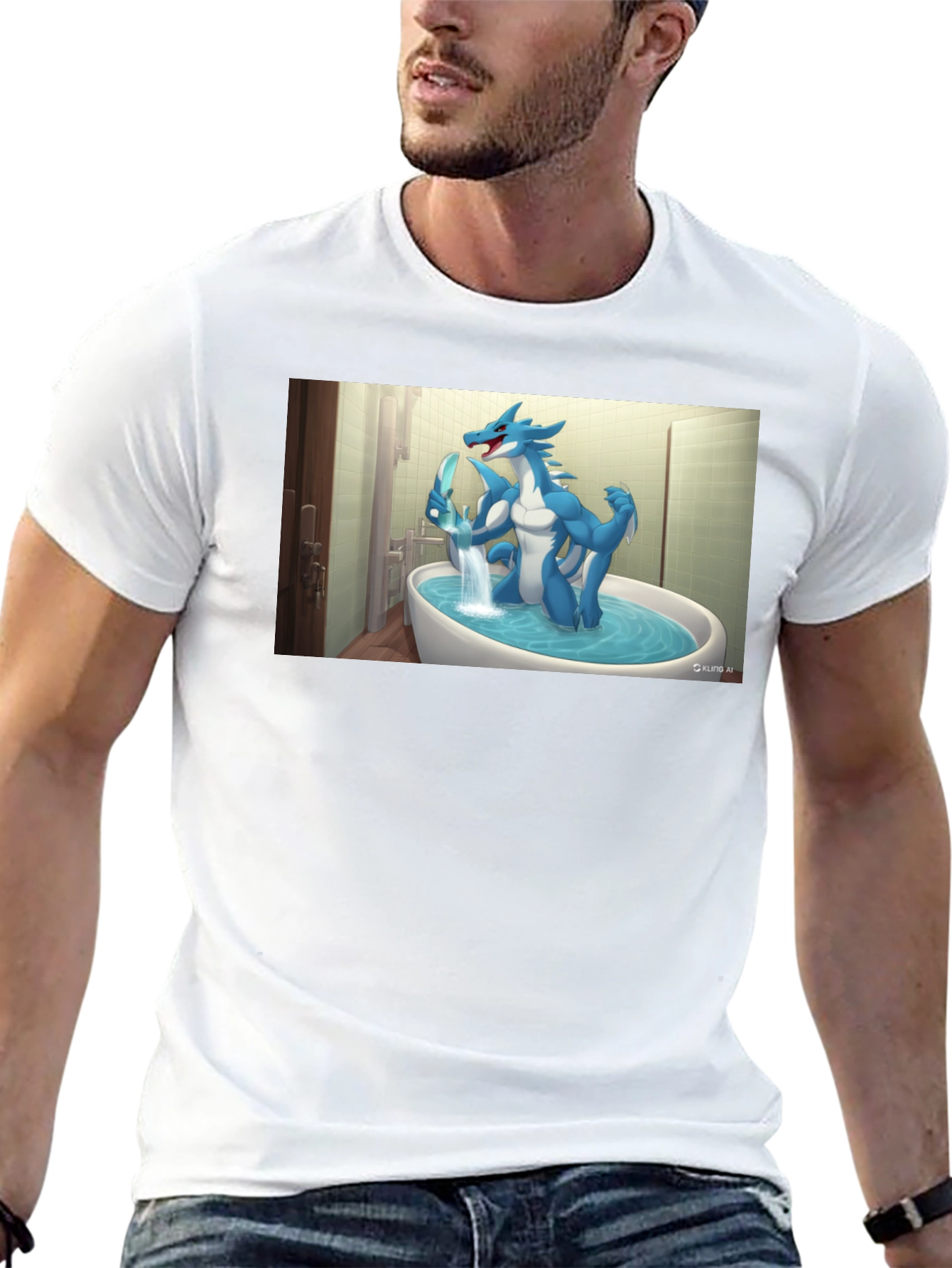 Cartoon Dragon Graphic Tee - Black Cotton T-Shirt