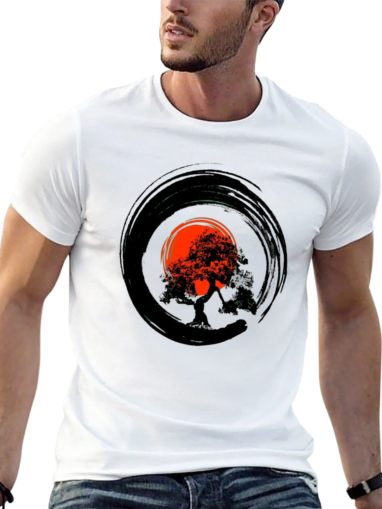 Zen Tree Circle Graphic Tee - Black