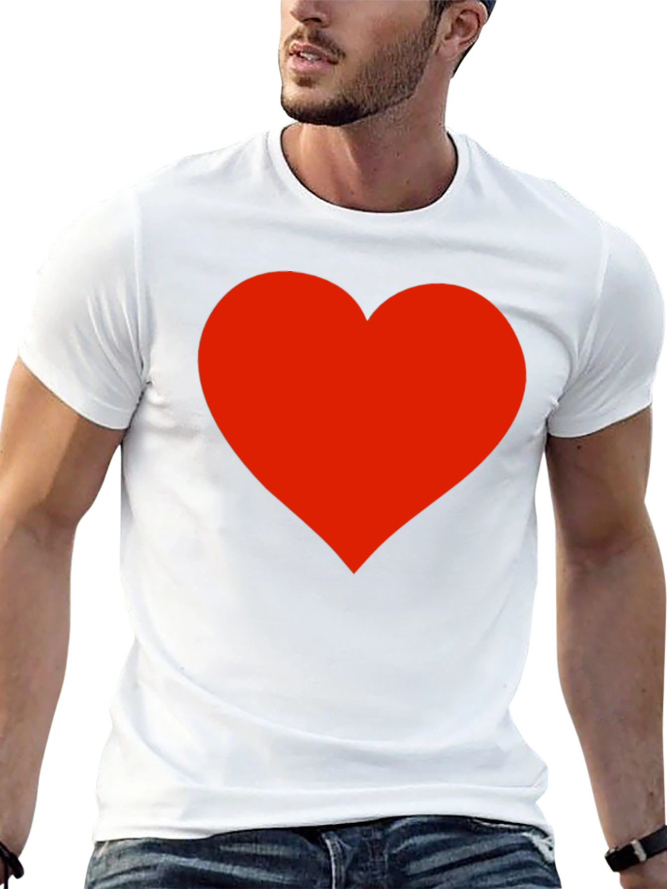 Black T-Shirt with Red Heart Graphic