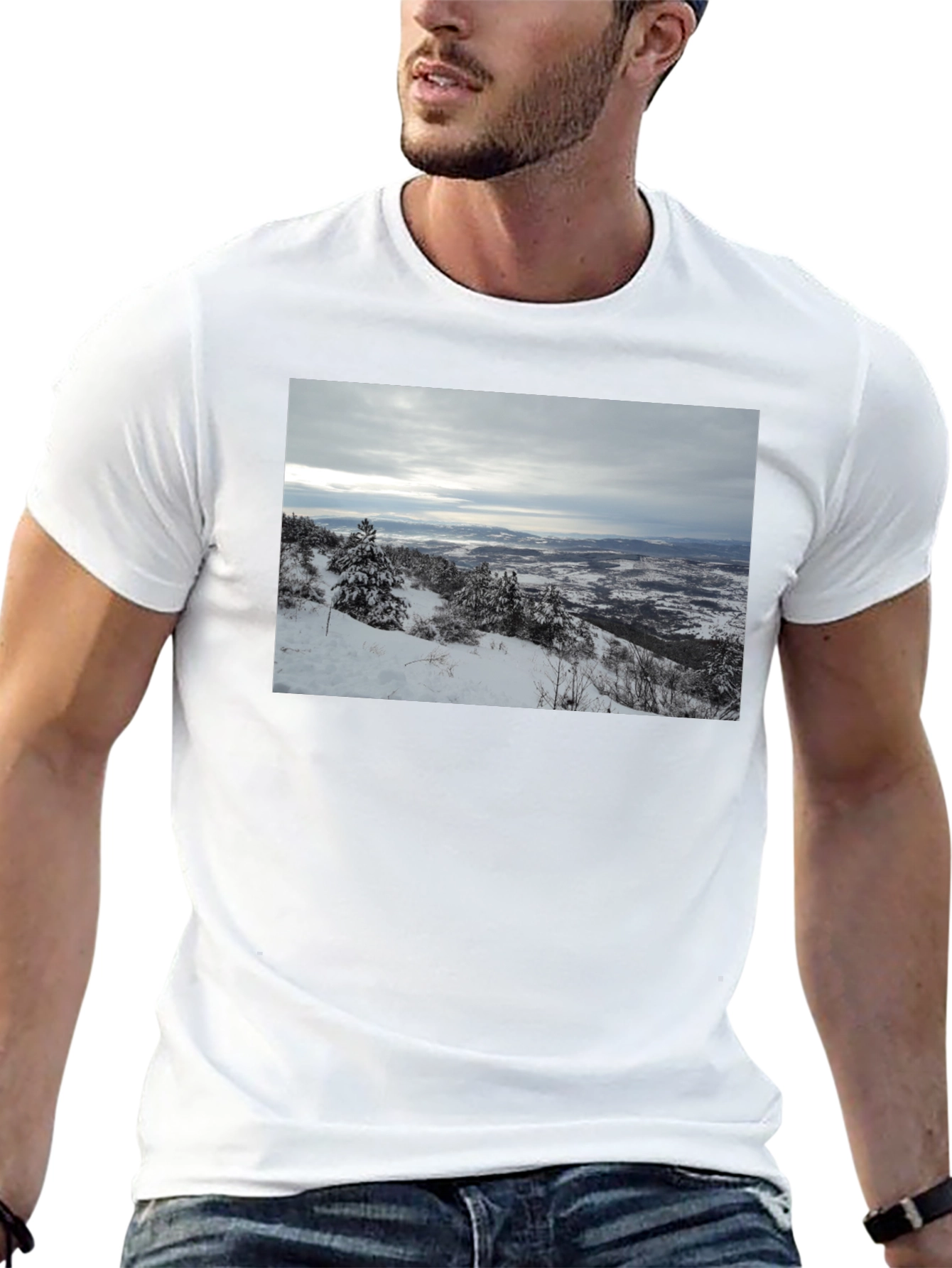 Snowy Landscape Graphic Tee - Black