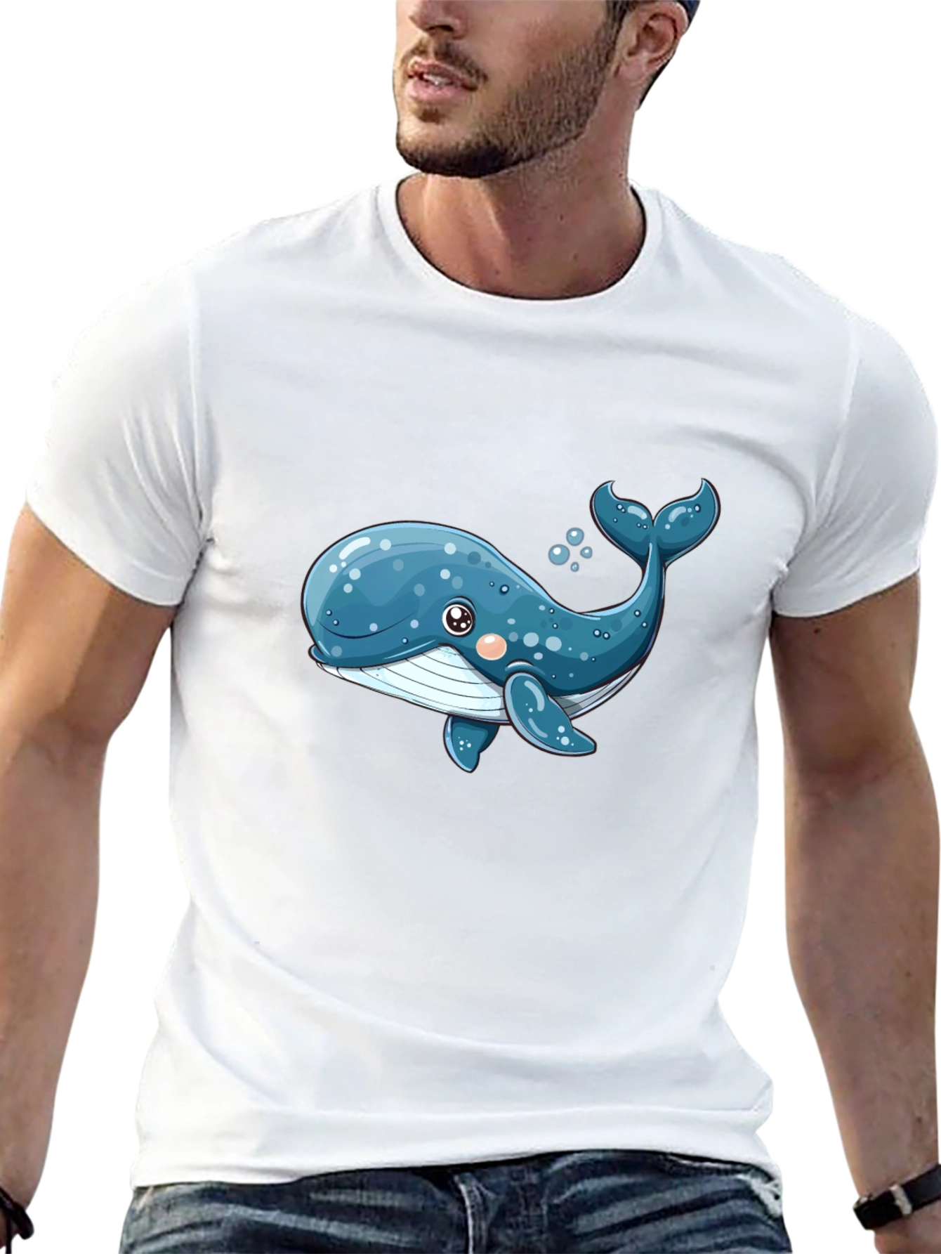 Cute Whale Graphic T-Shirt - Black