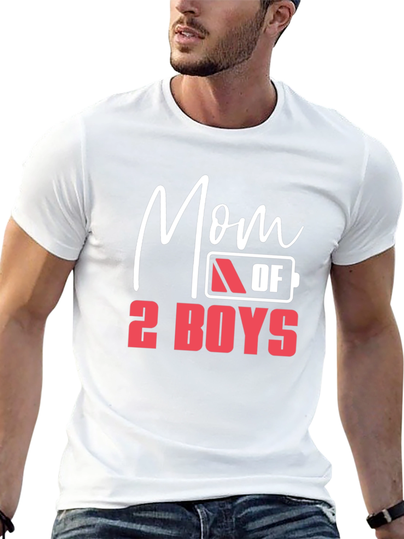Mom of 2 Boys Graphic T-Shirt - Black