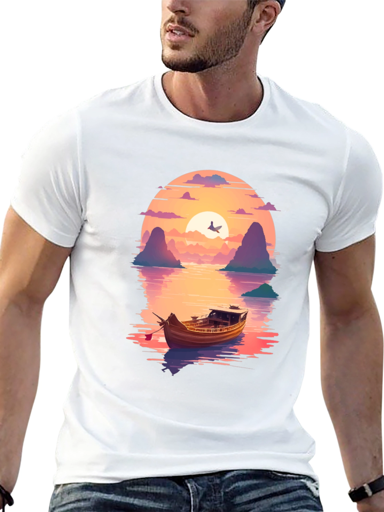 Sunset Boat Trip Graphic T-Shirt