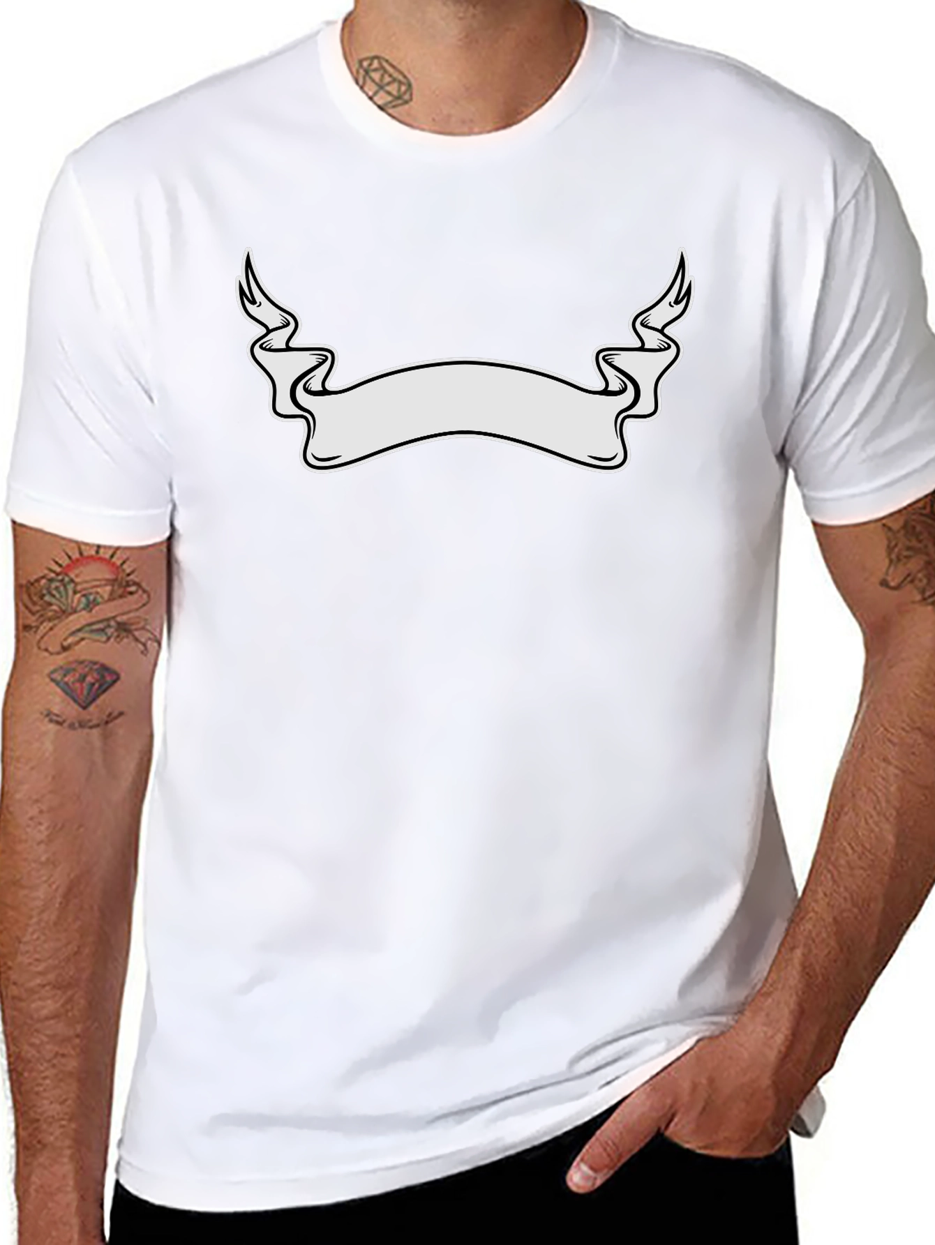 Blank Ribbon Banner Graphic Tee - Black