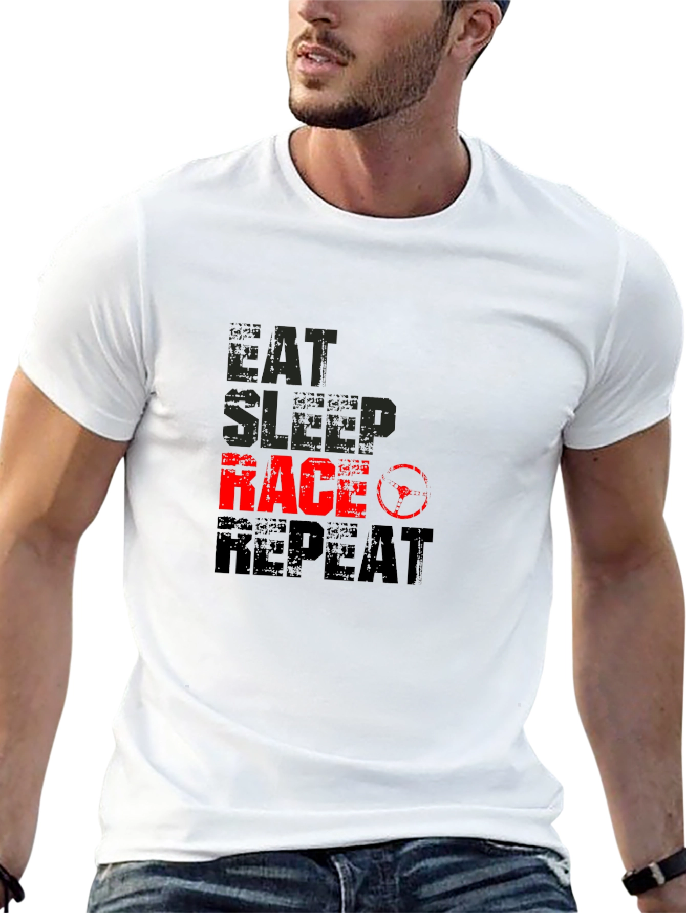 Eat Sleep Race Repeat Black T-Shirt