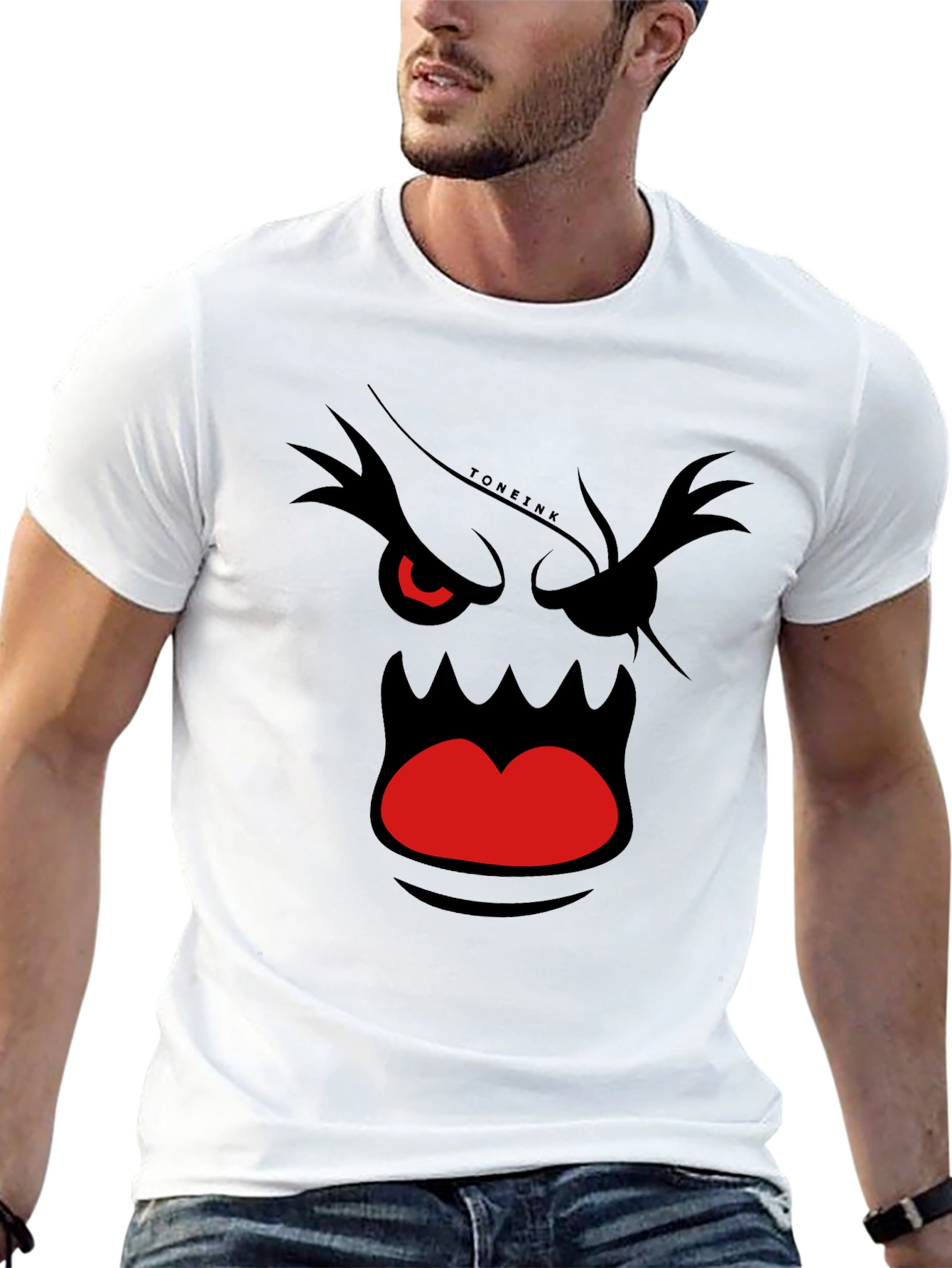 Mens Graphic T-Shirt - Angry Face Design