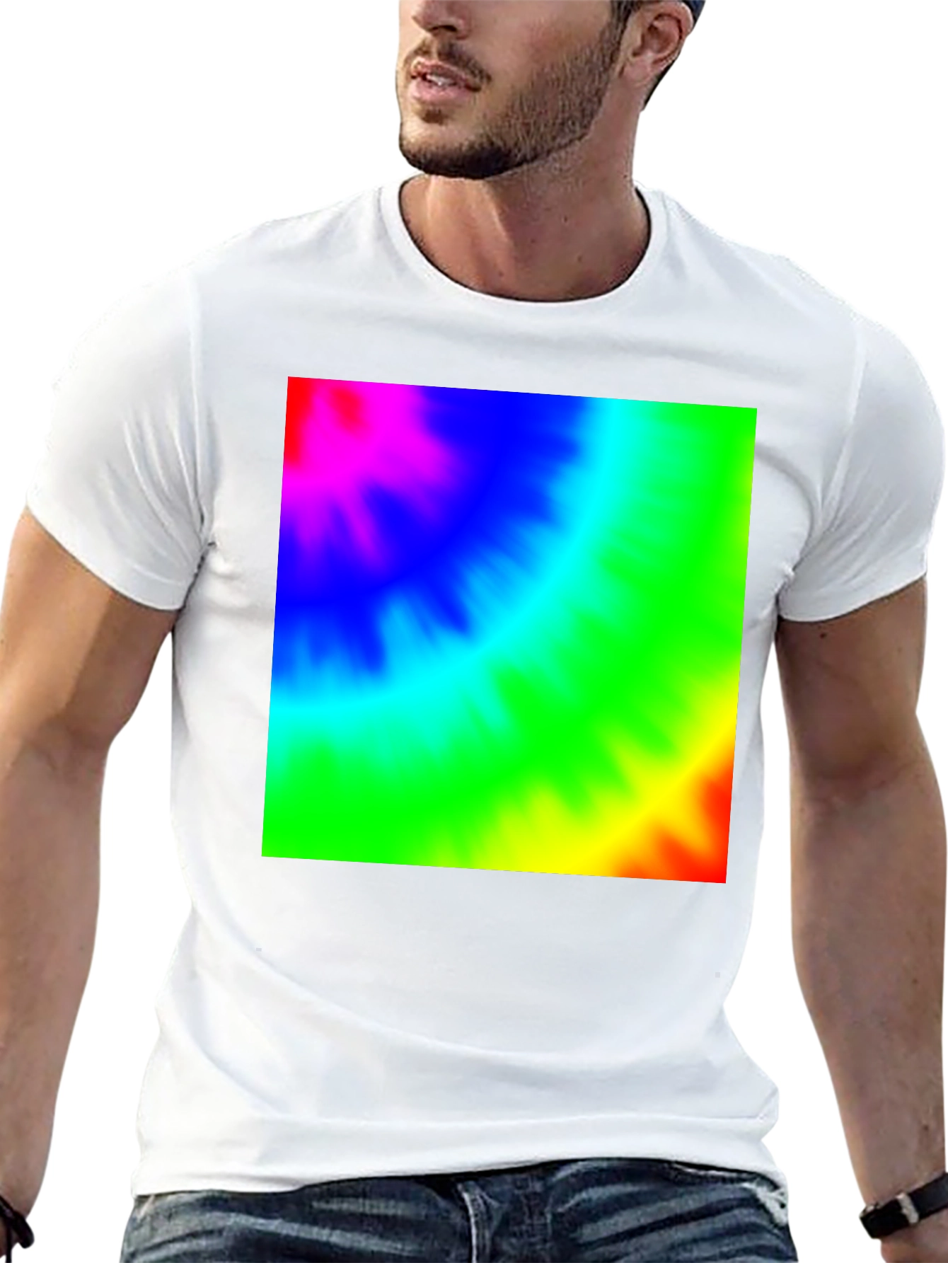 Vibrant Tie-Dye Graphic Black T-Shirt